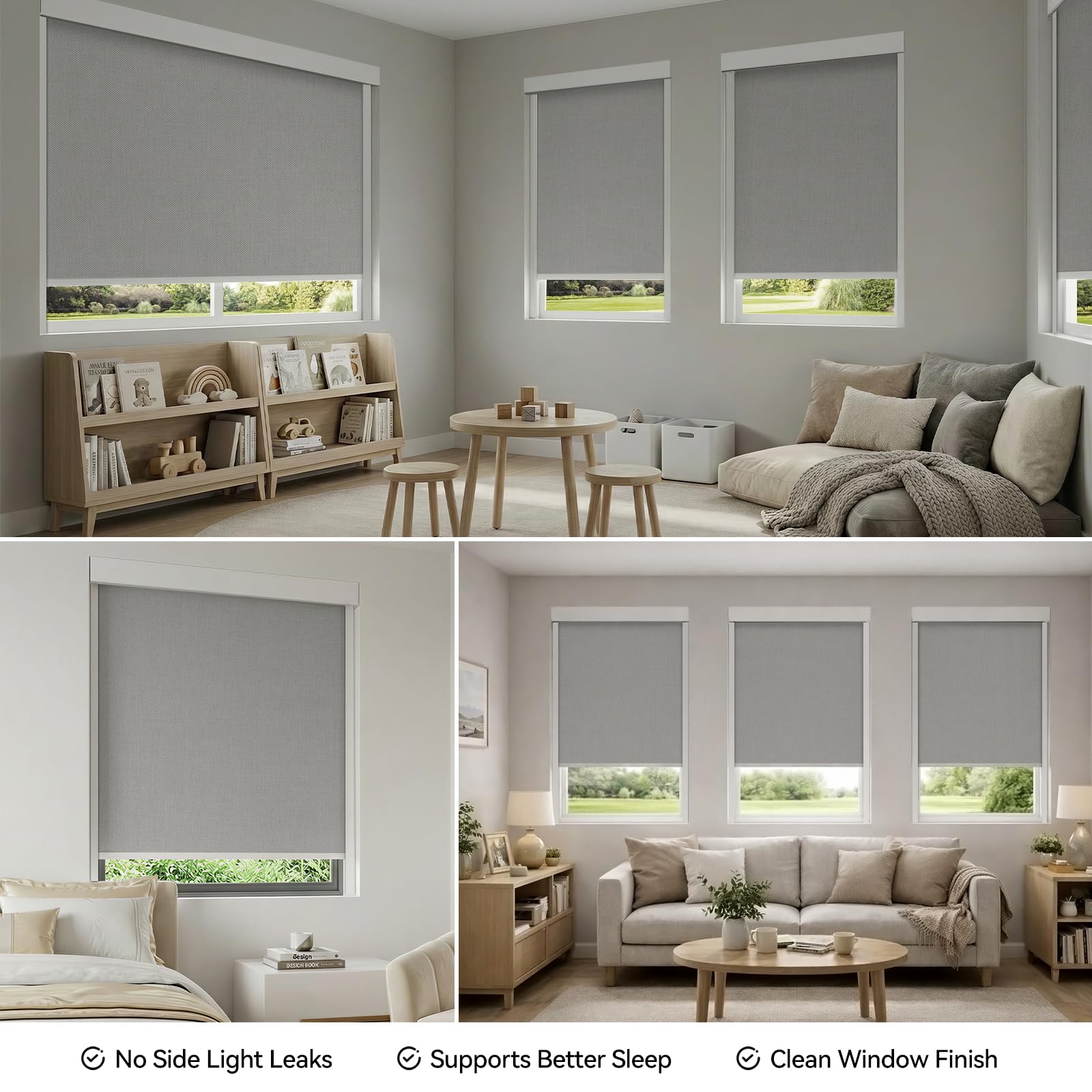 ZSTARR PVC Light Blockers Blackout Light Blockers Side Tracks for Window Shades Blinds Side Tracks for Blackout Shades Easy to Install Light Blocking Strips for Bedroom (Black, 58",2Pcs)