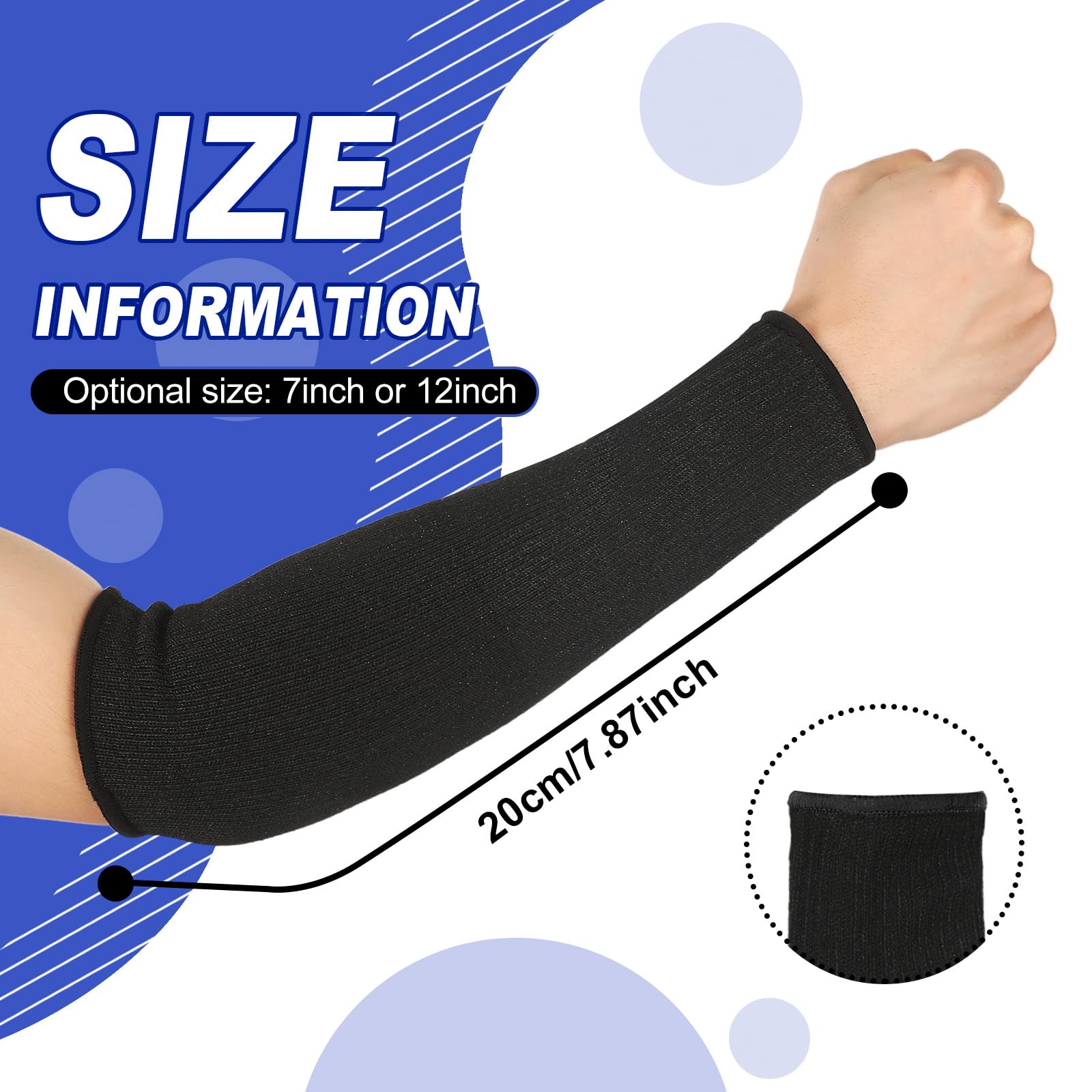 Sintege 3 Pairs Arm Protectors for Thin Skin and Bruising Cut Resistant Forearm Sleeve Level 5 Arm Burn Protection Sleeve (Black,7.9 Inch)