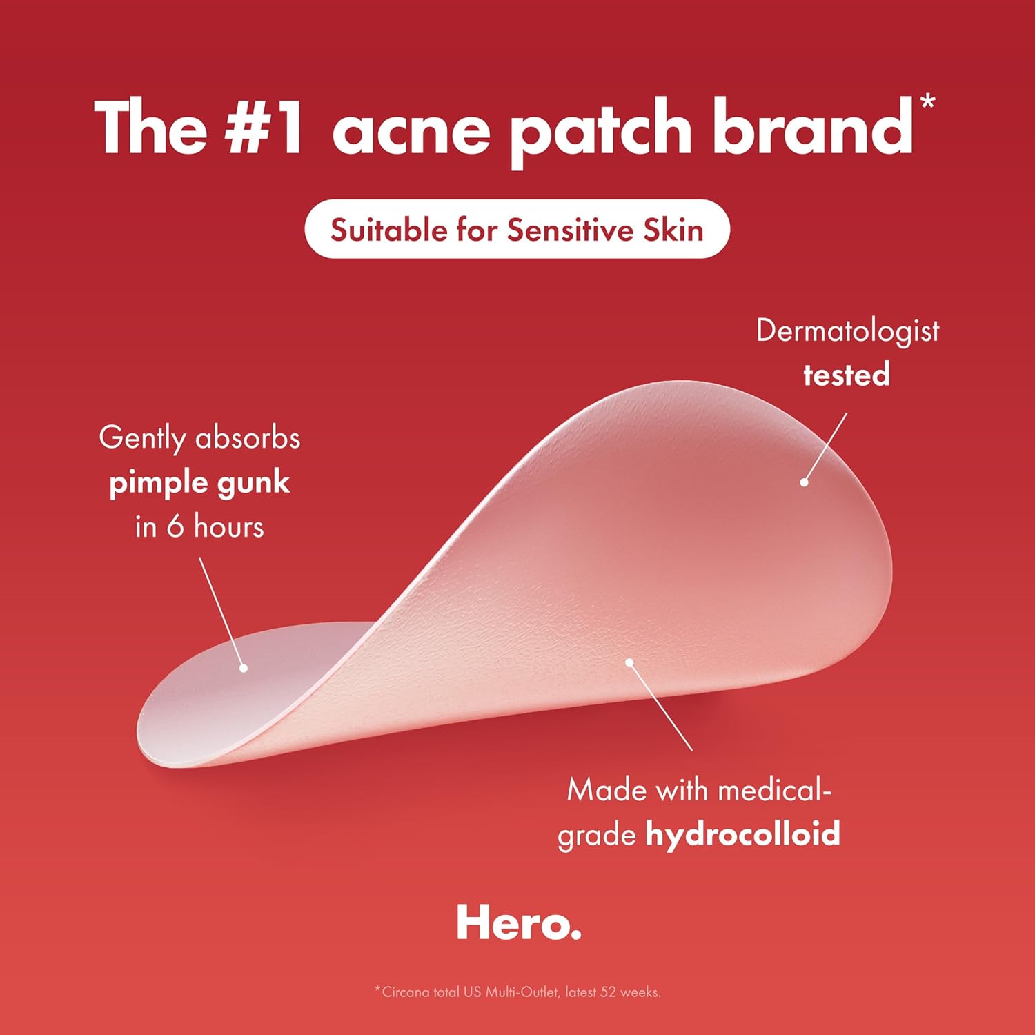 Mighty Patch Original Patch from Hero Cosmetics - #1 Hydrocolloid Acne Pimple Patches for Face, Shrinking Zits & Whiteheads in 1 Use, Nighttime Spot Pimple Stickers for Face, 36 Count