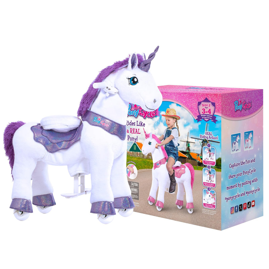 PonyCycle Ride on Toys Riding Black Horse Toys No Battery Required (with Brake/ 30" Height/Size 3) Pony Rider Walking Animals Rocking Horse Ride on Horse for Kids Riding Toys E338