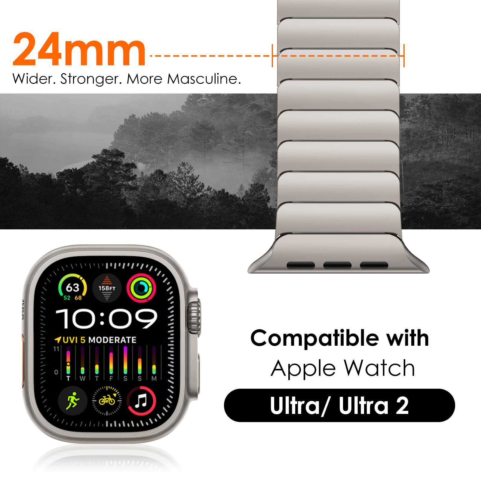 NewWays Titanium & Stainless Steel Link Bracelet for Apple Watch Band Ultra 3 2 1 Band 49mm Series11 10 46mm 42mm 45mm 44mm 41mm 40mm 38mm Series 3-11