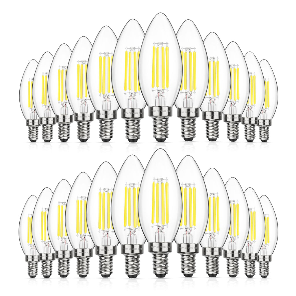 MAXvolador Dimmable E12 LED Candelabra Bulbs 60W Equivalent, Daylight White 5000K, 600LM Chandelier Light Bulb, B11 LED Candle Light Bulbs, 12 Pack