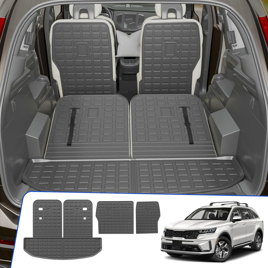Rongtaod Back Seat Protector Compatible with 2021-2025 2026 Kia Sorento 6&7 Seats Back Seat Cover Kick Mats Cargo Liner Trunk Mat TPE All Weather 2024 Sorento Accessories (2nd Row Backrest Mat)