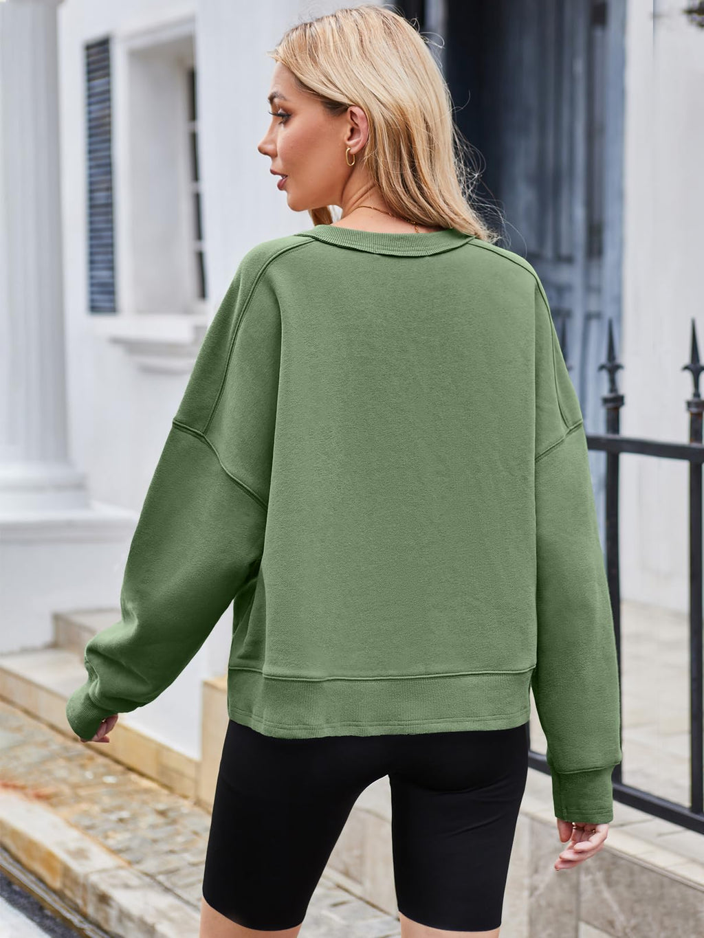 MEROKEETY Women's Oversized Cropped Sweatshirts Crewneck Trendy Workout Pullover Sweater Fall Outfits