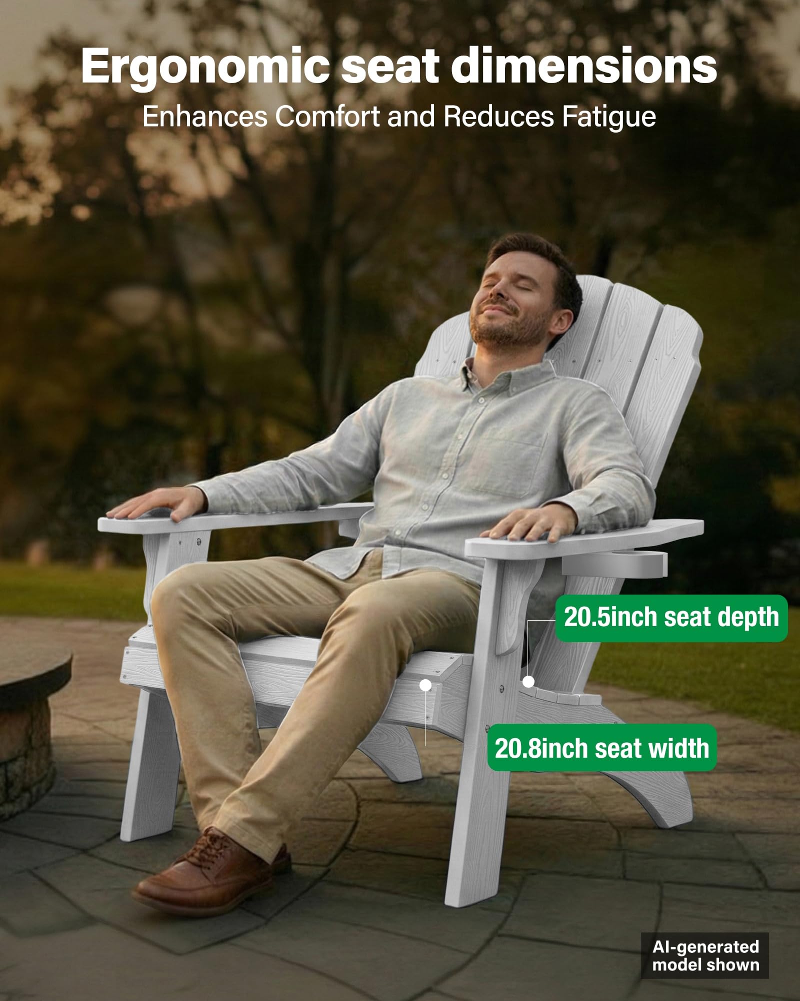 YEFU Oversized Plastic Adirondack Chair Set of 2 with Cup-Holder (Large Dual-Purpose), Weather Resistant, Poly Lumber Outdoor Chairs Duty Rating Widely Used in Patio, Lawn, Outside, Deck Chairs-Black