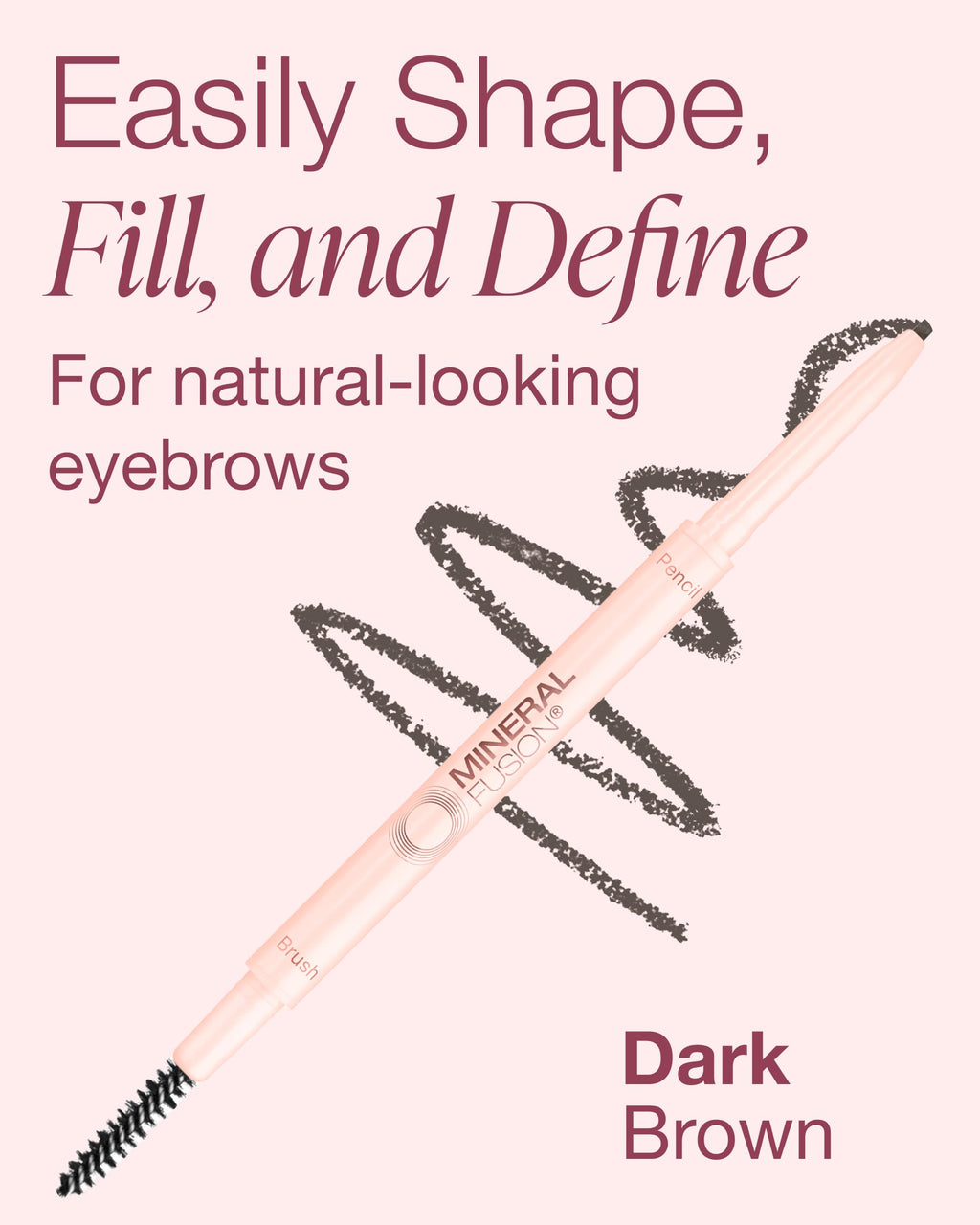 Mineral Fusion Retractable Brow Pencil (Blonde) - TZR 2025 Beauty Heroes Award Winner - Shape & Define Eyebrow with Blending Spoolie Brush - Velvety Smooth, Long-Lasting Color - Vegan Formula