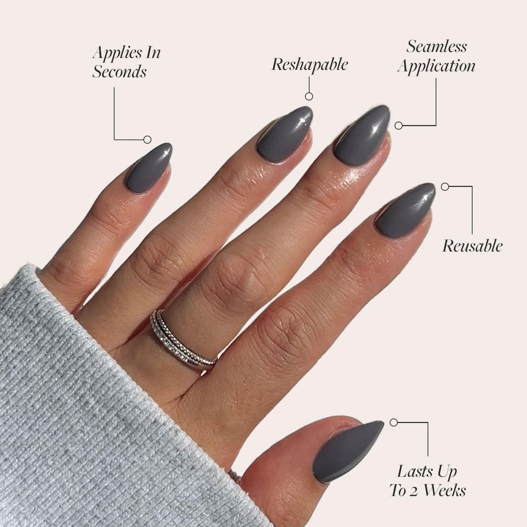 Glamnetic Press On Nails - Cashmere Blue | Opaque Soft Pale Sky Blue Short Squoval Fake Nails, Salon Quality | 15 Sizes - 30 Nail Kit