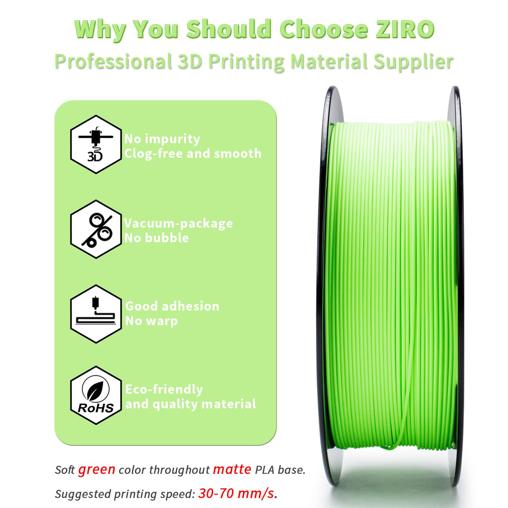 ZIRO 3D Printer Filament, PLA Filament 1.75mm, Black pla 1KG(2.2lbs), Dimensional Accuracy +/- 0.03mm, Fits Most FDM Printer AMS System,3D Printing Filament Spool Black (Plastic Reel)
