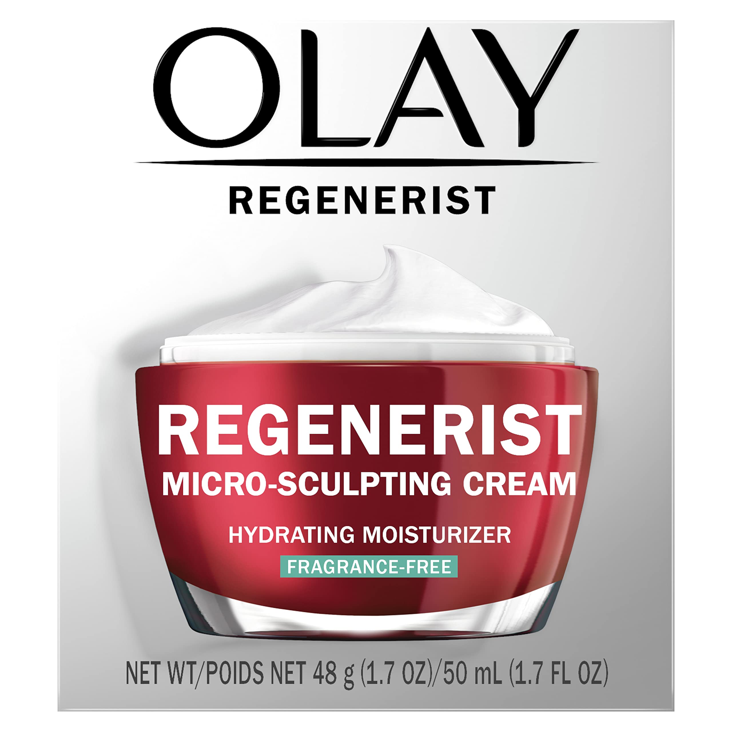 Olay Face Moisturizer, Regenerist Micro-Sculpting Cream for Women, Fragrance-Free - Anti-Aging, Anti-Wrinkle, Firming Skin Care - Triple Collagen Cream, Peptide, Hyaluronic Acid, Niacinamide, 1.7oz