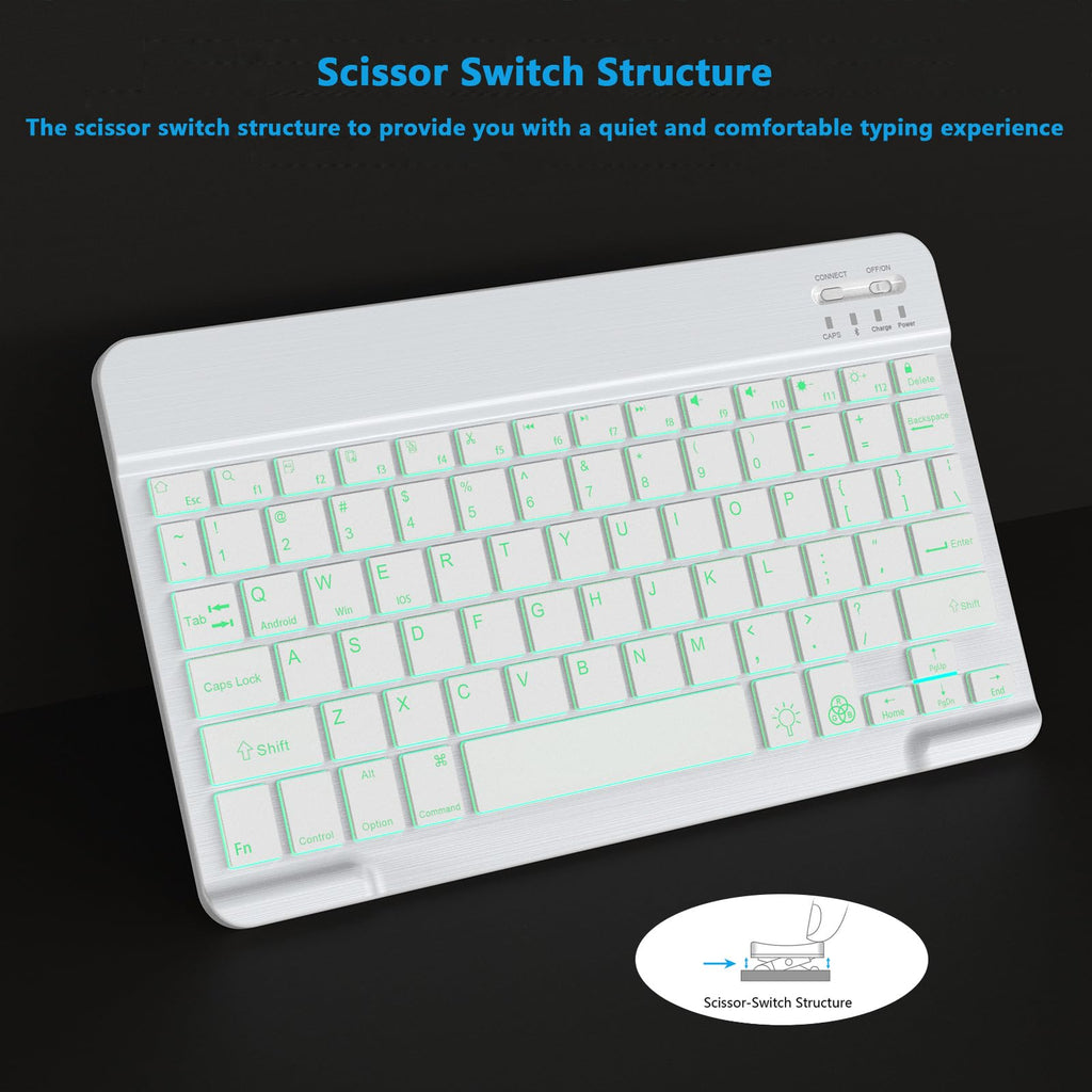 Backlit Bluetooth Keyboard Small Portable Wireless Keyboard Rechargeable Illuminated for Android Samsung Tablet Cell Phone Smartphone iPad A16 11th 10th Generation iPad Pro Air Mini iPhone (Black)
