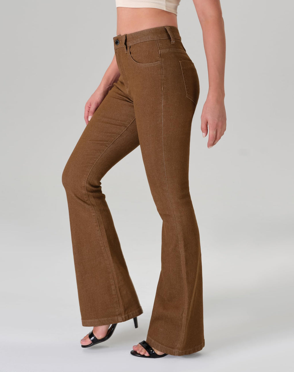 roswear Women's Trendy Stretchy Flare Jeans Mid Rise Bootcut Curvy Denim Pants