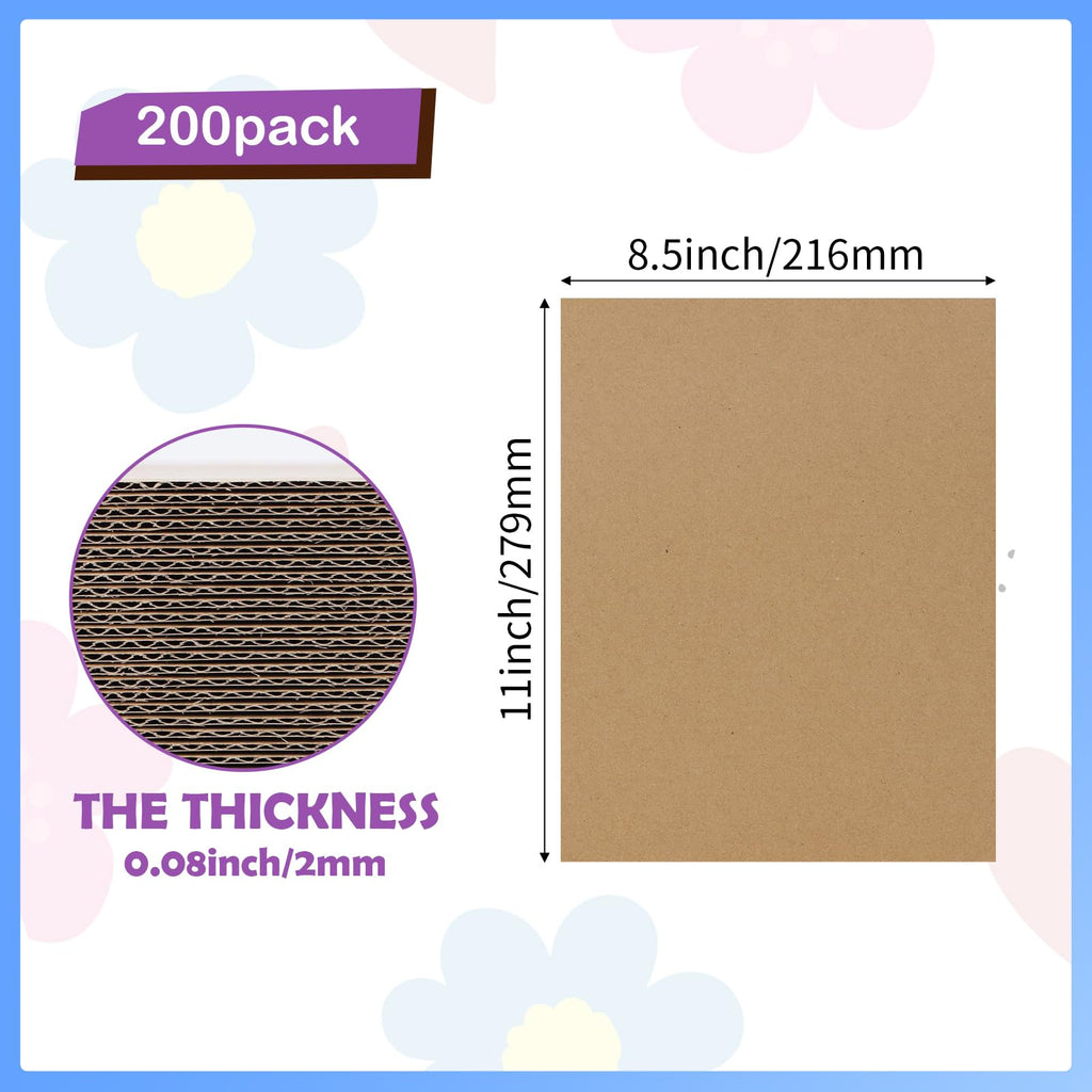 RLAVBL 200 Pack 3.5x4.5 White Corrugated Cardboard Sheets, Flat Cardboard Inserts for Shipping, Mailing, Packing, DIY Crafts