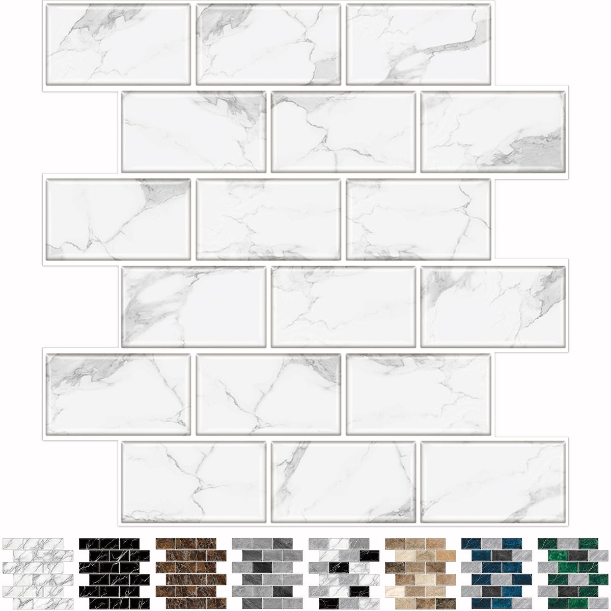 URCOLOR 10-Sheet Back Splashes for Kitchens Peel and Stick,12"x12" Self Adhesive Subway Wall Tiles Stick on backsplash Tiles for Bathroom Black Marble