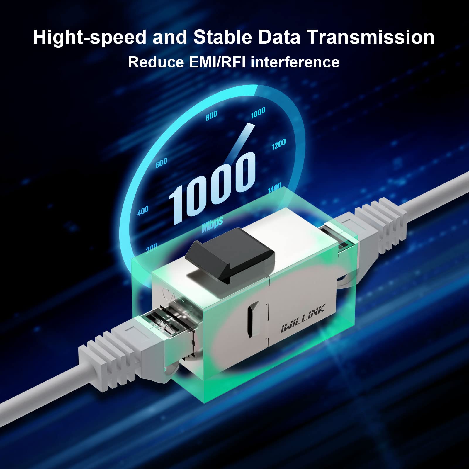 iwillink 10Gbps CAT6 Coupler RJ45 Keystone Shielded Coupler 10-Pack, Ethernet Coupler, Female to Female Keystone Jack, STP Keystone Insert for Cat6/Cat5e Cable