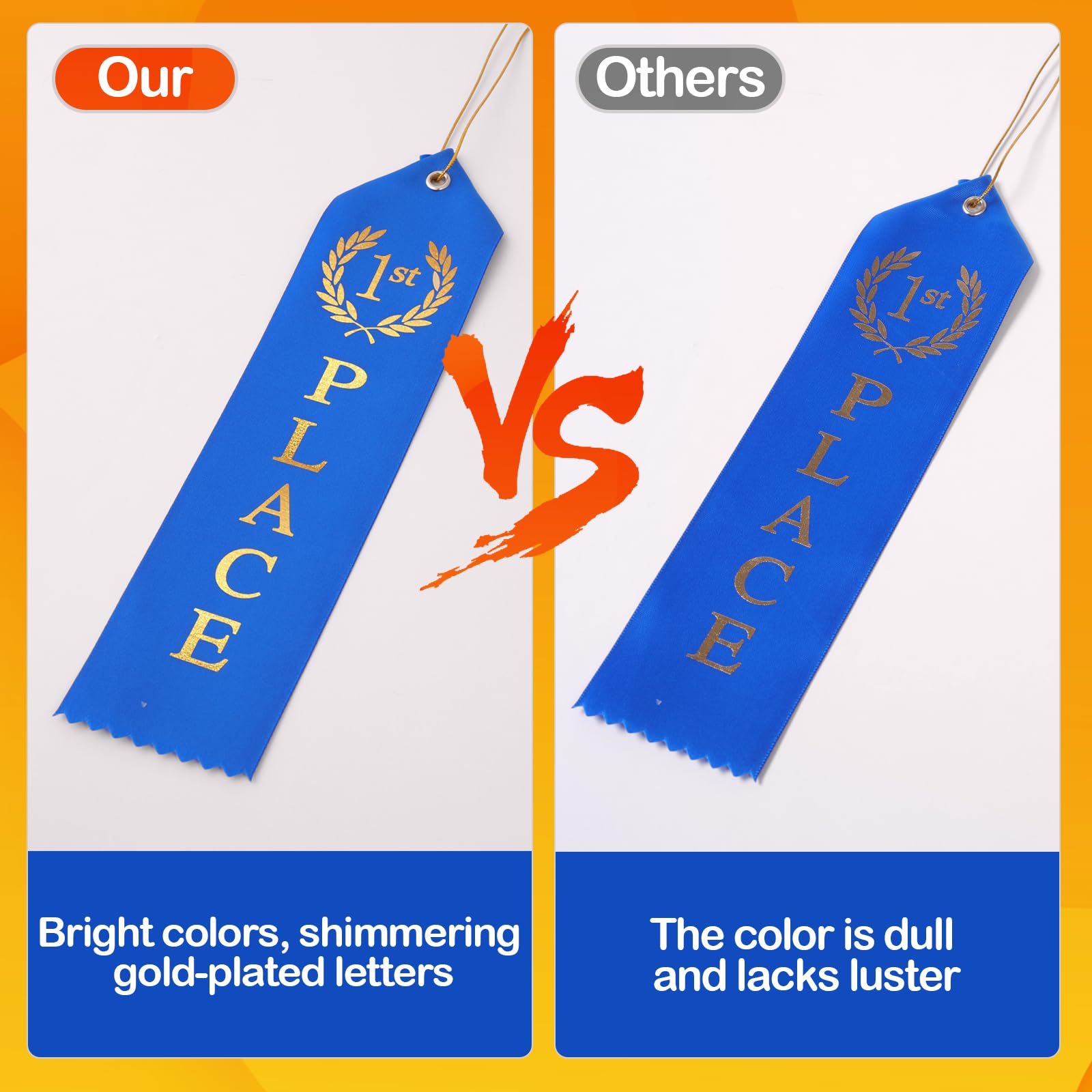 36PCS Award Ribbons, Medal Ribbons for 1st, 2nd, 3rd Place, Event Card & Rope Included, Perfect for Competitions, Sports Events, School Challenges, Vibrant Blue, Red, and White