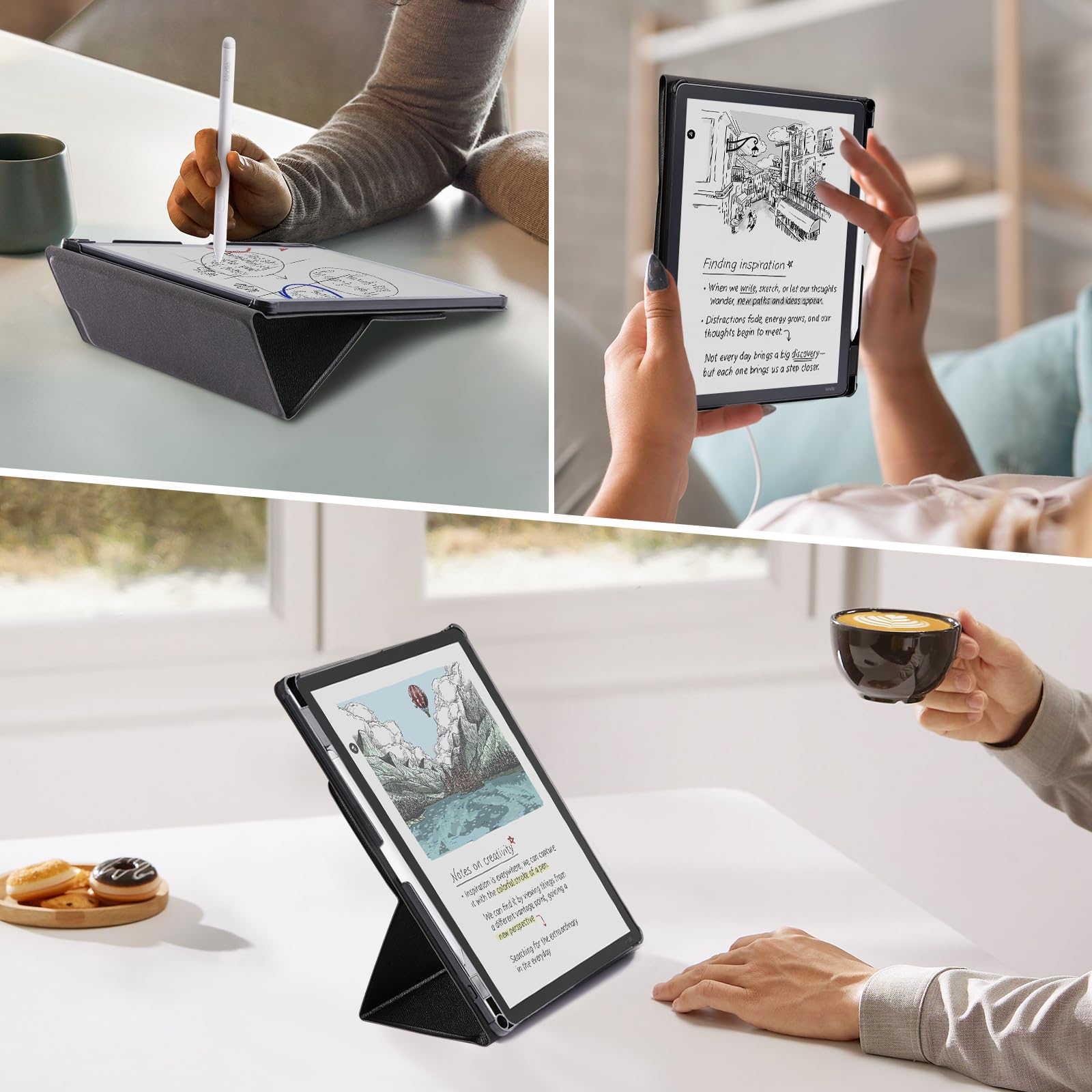 CoBak Stand Case for Kindle Scribe - Premium Folio Leather Cover with Pen Holder, Auto Sleep/Wake - Compatible with 10.2 Inch Kindle Scribe (2022/2024 Release)