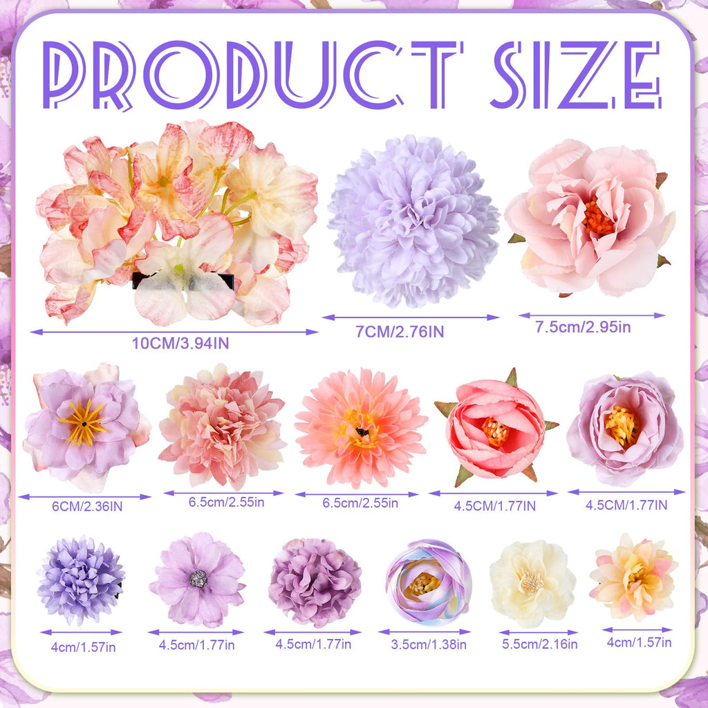BBTO Flower Hair Clip Rose Hair Clips Barrettes for Women Flower Accessories Boho Bride Claw Clip Hairpin Brooch Pin Headpiece for Wedding(Beige Orange Series,21 Pcs)