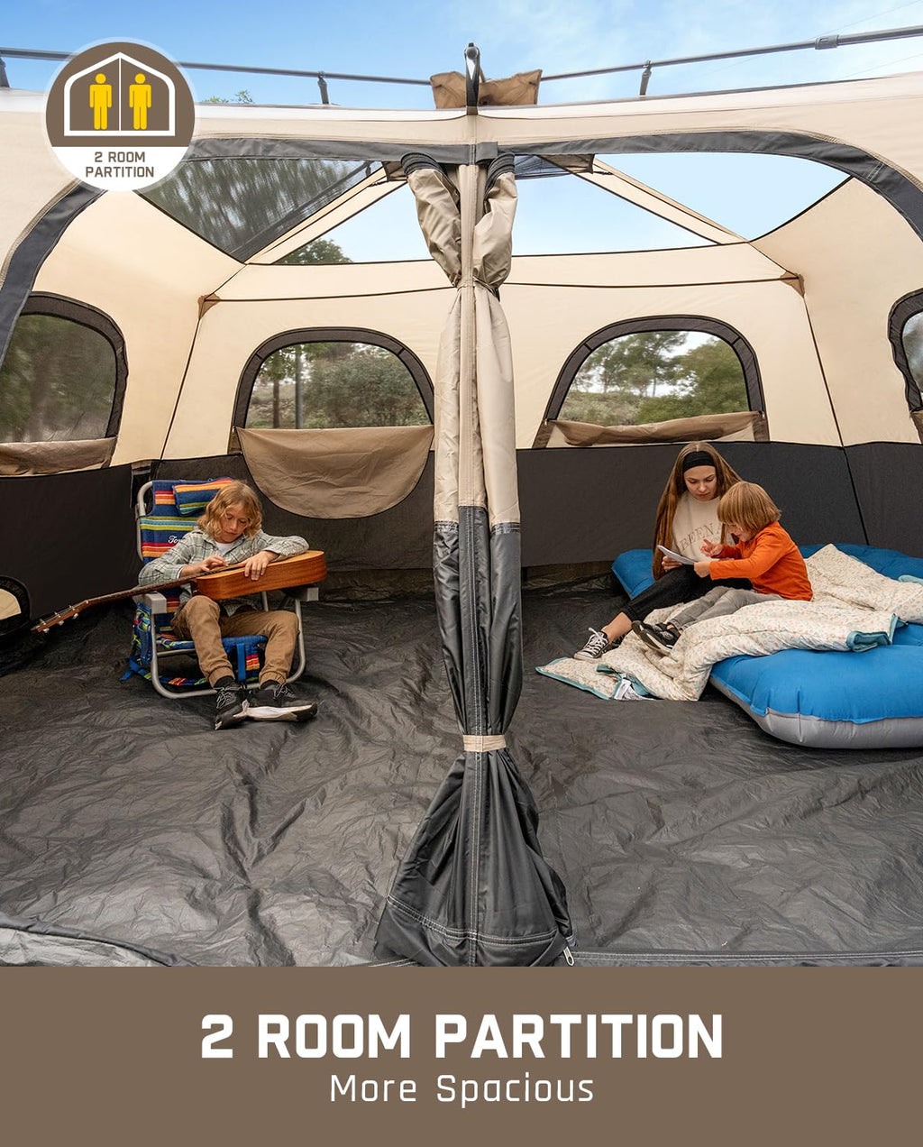 FanttikOutdoor Camping Tent 4/6/8/10 Person Instant Cabin Tent Setup in 60 Seconds with Rainfly & Windproof Portable with Carry Bag for Family Camping & Hiking