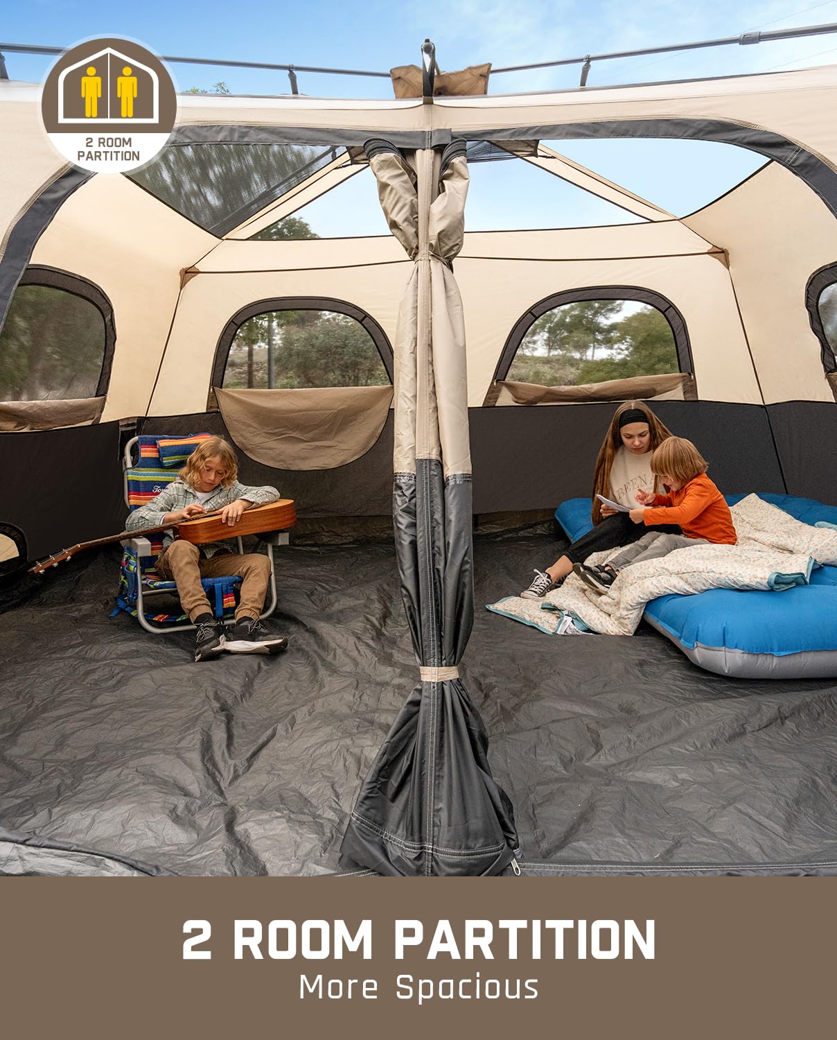 FanttikOutdoor Camping Tent 4/6/8/10 Person Instant Cabin Tent Setup in 60 Seconds with Rainfly & Windproof Portable with Carry Bag for Family Camping & Hiking