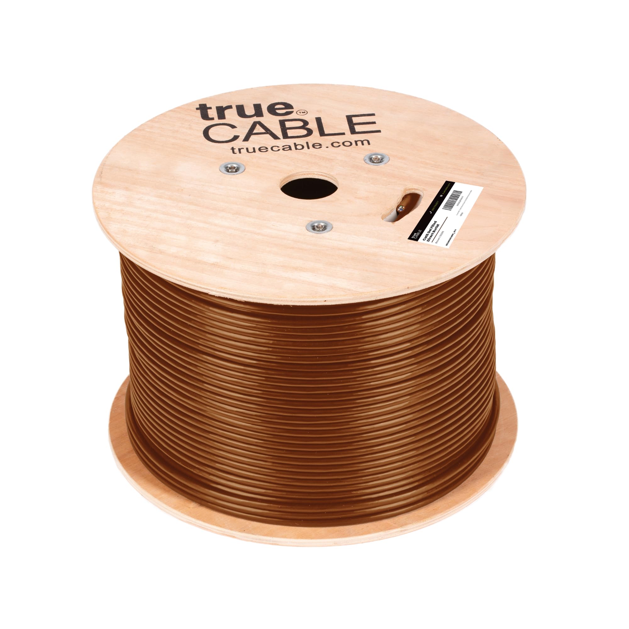 TRUE CABLE Cat6 Direct Burial Bulk Ethernet, Gel Filled, Unshielded, 500ft, Black, Outdoor OSP Jacket, Waterproof, UV Resistant, 23AWG Solid Bare Copper, 550MHz, PoE++ (4PPoE)