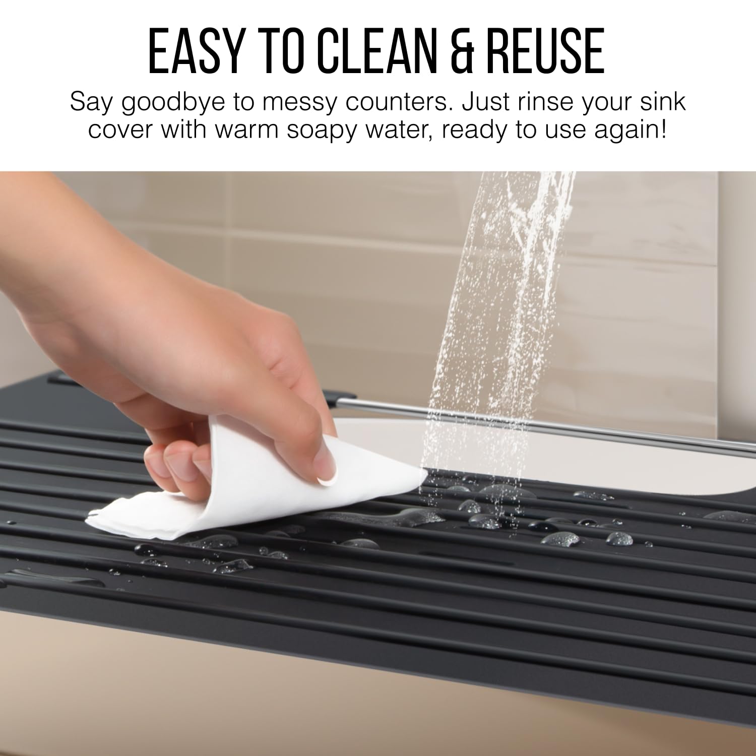 Maplefield Bathroom Sink Cover for Counter Space, Heat Resistant Silicone Sink Mat for Your Beauty Routine, Small Bathroom Space Saver Sink Cover for Makeup (Beige Large, 22" x 15" x 2" Inches)