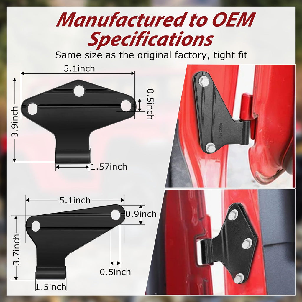 Jeep Wrangler JK 2 Door Hinge Assembly Kits Compatible with 2007-2018 Jeep Wrangler JK JKU Rubicon Unlimited Sahara Inside and Outside (2 Door), Jeep Wrangler JK JKU 2 Door Hinge 8PCS with 18 Bolts