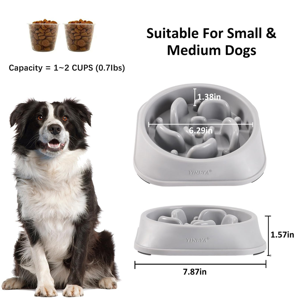 YINEYA 2PCS Anti-Choking Slow Feeder Dog Bowls Small Size Dog, Slow Feeder Cat Bowl, Supplies and Puzzle for Pet