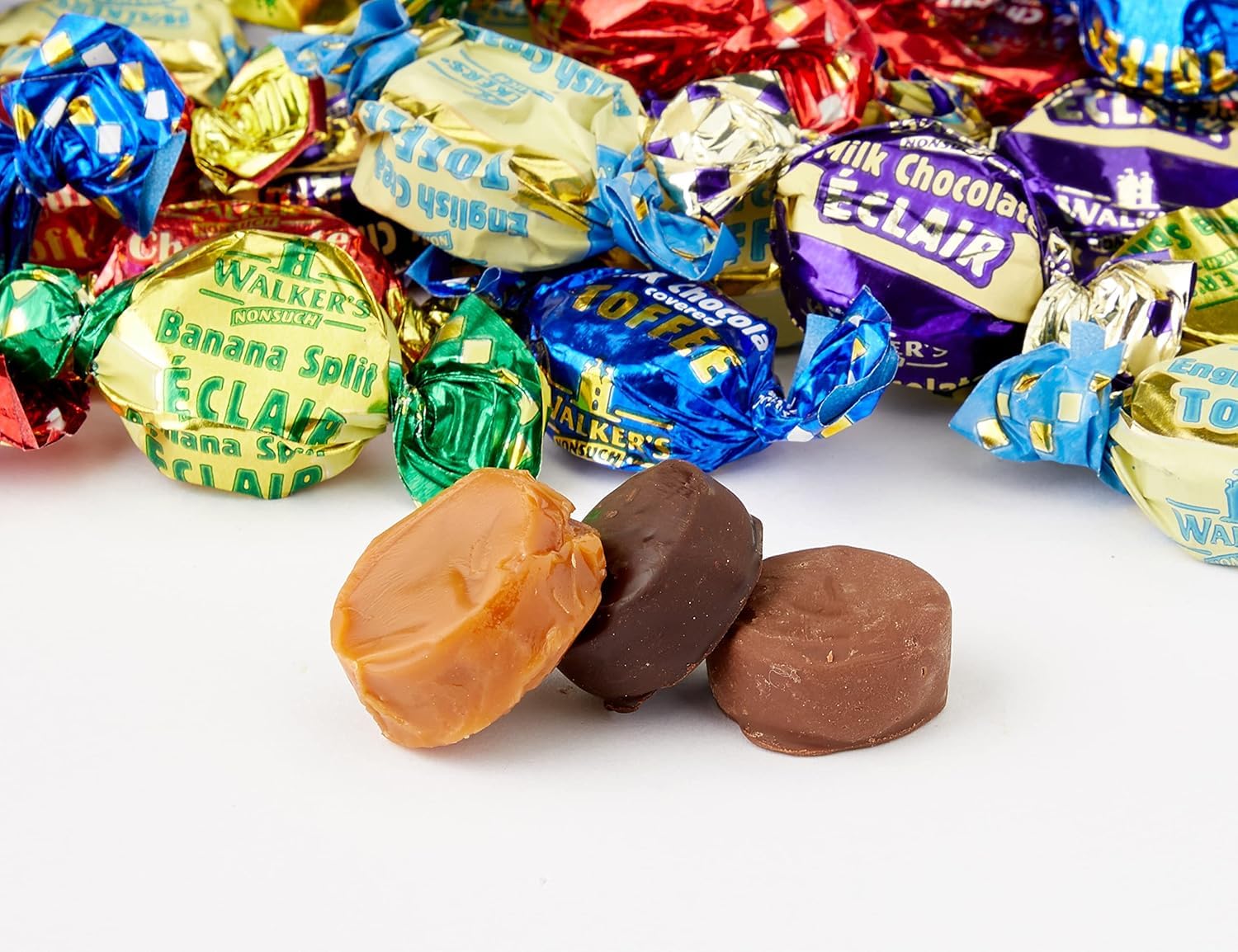 Walkers' Nonsuch Assorted Toffees & Chocolate Éclairs | Contains English Creamy, Milk & Dark Chocolate Covered, Banana Split & Milk Toffees | Traditional British Candy | 44.09 Oz (1.25kg)