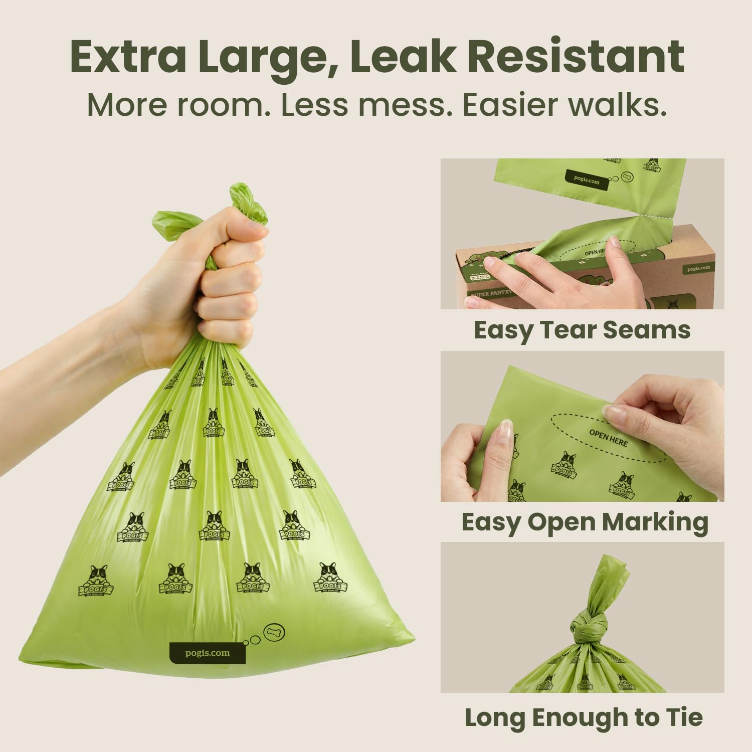 Pogi’s Dog Poop Bags – Leak-Proof & Extra Thick Pet Waste Bags (Fresh Scent, 10 Rolls, 150-Count)