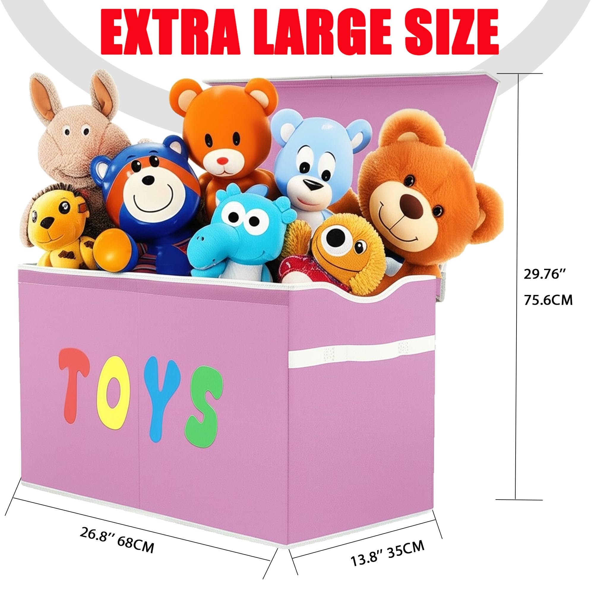 YOLOXO Toy Box Chest, Collapsible Sturdy Storage Bins with Lids, Extra Large Kids Toy Storage Organizer Boxes Bins Baskets for Kids, Boys, Girls, Nursery Room, Playroom, Closet (BLACK)
