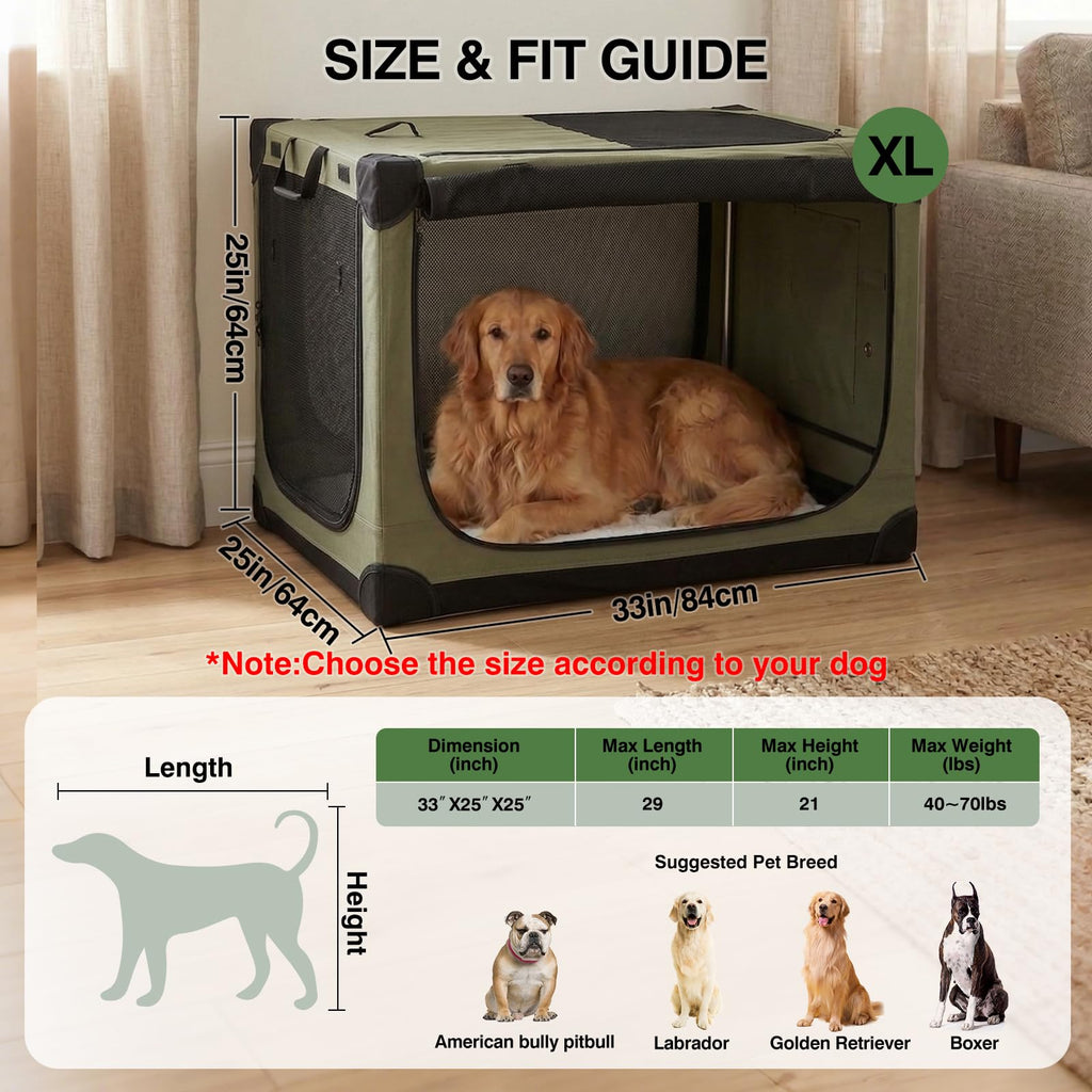 Veraste 24" L x 17" W x 17" H Collapsible Travel Dog Crate, Portable Soft Dog Kennel for Small Medium Pets up to 30 lbs, 4-Door Foldable Travel Crate with Durable Mesh & Storage Bag, Black