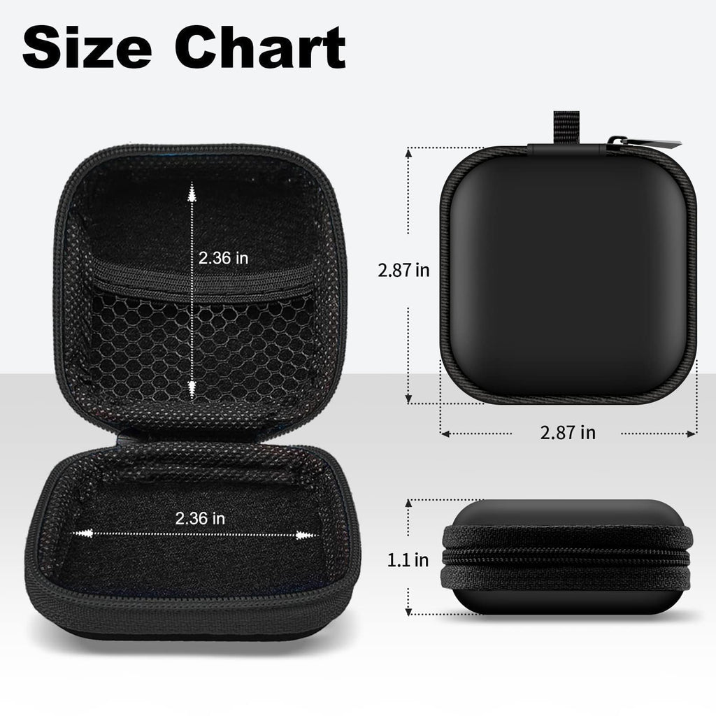 2Pack Oval Earbud Case Portable EVA Carrying Case Storage Bag Cell Phone Accessories Organizer with Carabiner for Earphone, Earbud, Earpieces, SD Memory Card, Camera Chips, Black/Purple