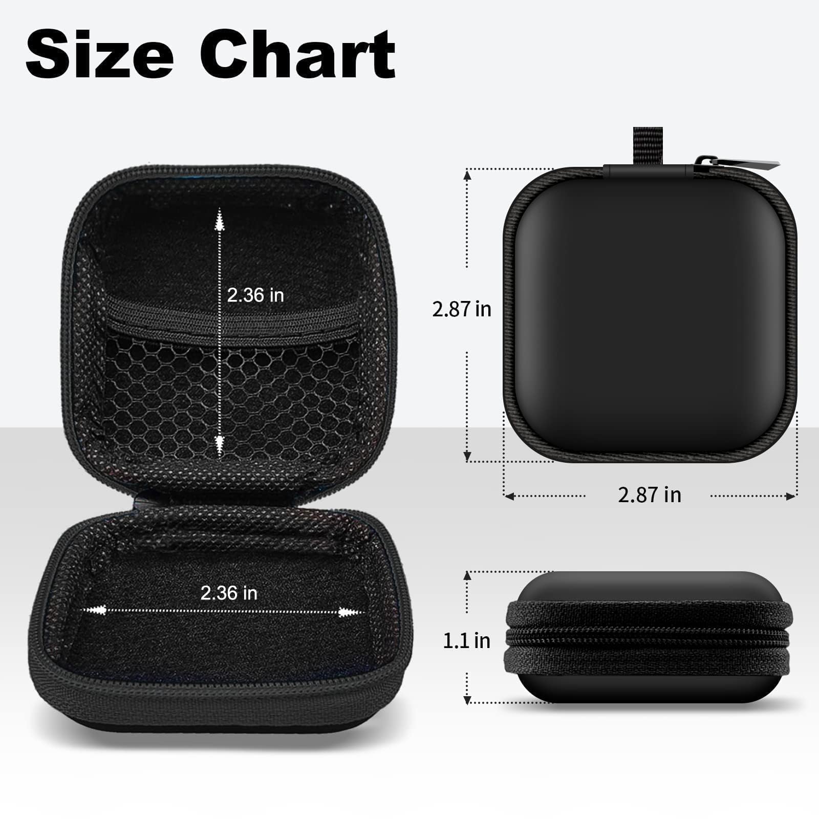 2Pack Oval Earbud Case Portable EVA Carrying Case Storage Bag Cell Phone Accessories Organizer with Carabiner for Earphone, Earbud, Earpieces, SD Memory Card, Camera Chips, Black/Purple