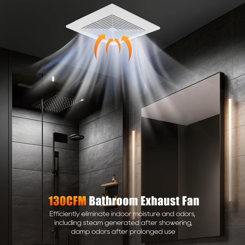 Orsong Bathroom Exhaust Fan 10" Panel Ultra Quiet without Light(8x8 Mount), 110CFM, 4" Duct for Bathroom/Garage/Home
