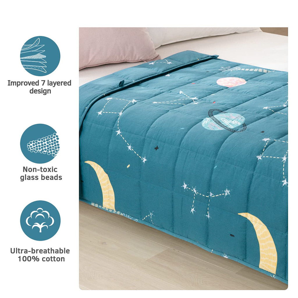 Mr. Sandman Weighted Blanket 3 Pounds Washable, Best for 20-40lb Breathable Cotton Heavy Blanket with Nontoxic Glass Beads - 36" x 48" Cute Cat