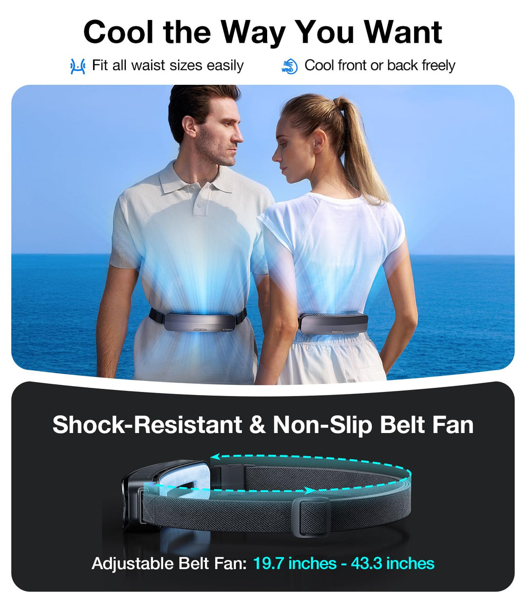 TORRAS 2026 Top Portable Waist Fan COOLiFY Zone 3, Ultra-Light Personal Wearable Belt Fan, 26ft/s Strongest Wind for Full Body Cooling【No.1 Cooling Area & Cool Tech】 Rechargeable for Outdoor/Jobsite
