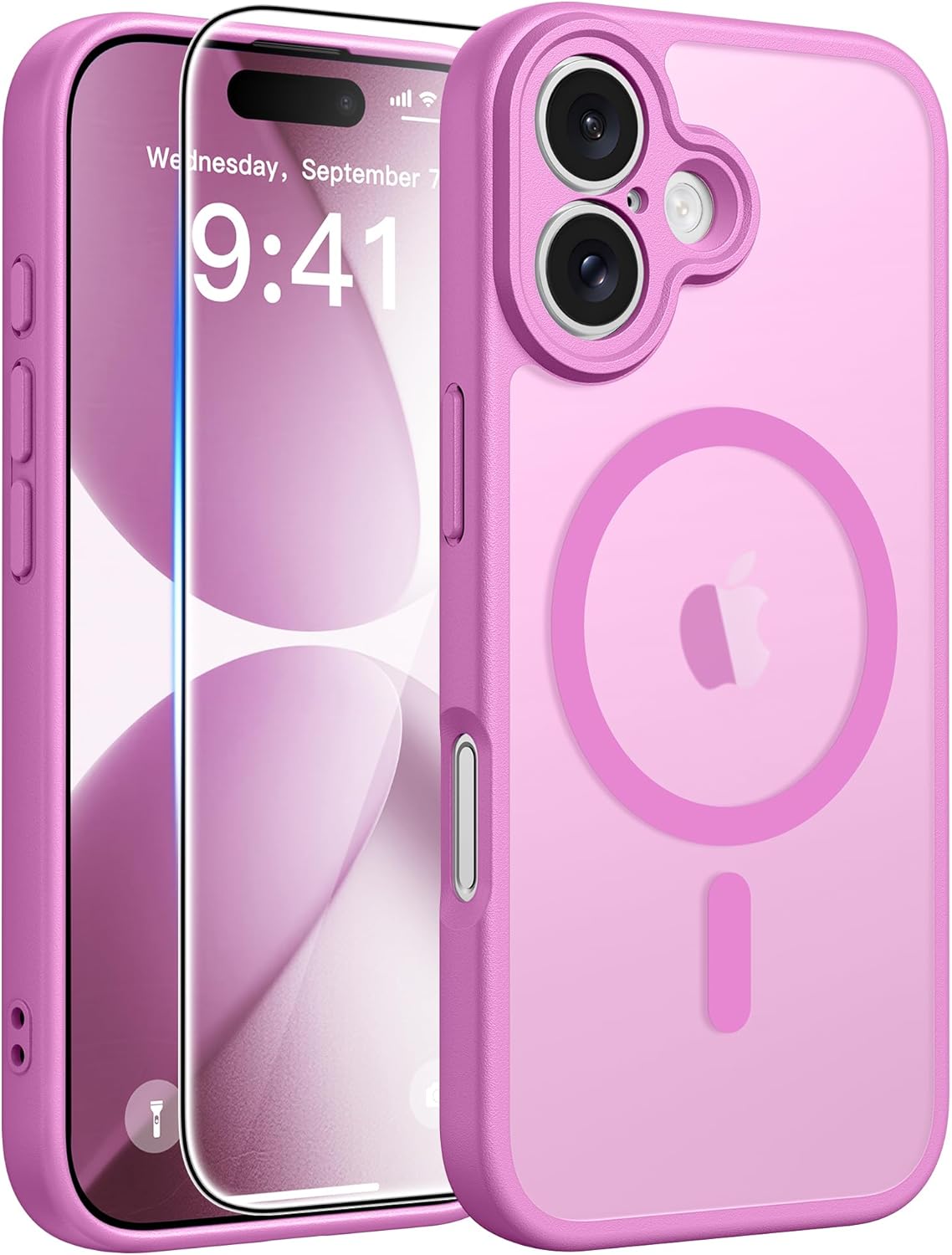 FNTCASE for iPhone 17 Case: [Compatible with Magsafe] Translucent Matte Cases with [Full Camera Protection] [Screen Protector] Military Grade Shockproof Protective Phone Cover - Light Purple