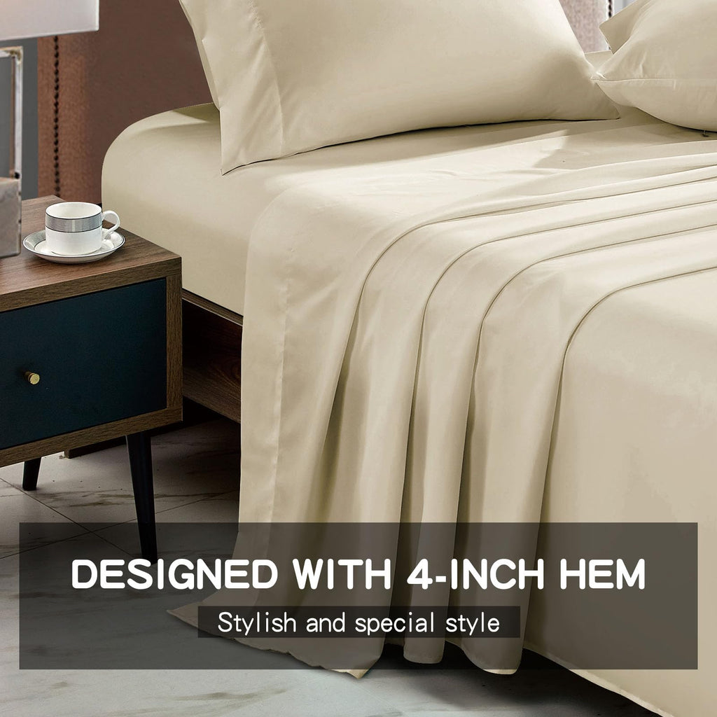 FreshCulture Twin XL Flat Sheet - Hotel Quality Twin XL Flat Sheet Only - Brushed Microfiber Top Sheet - Ultra Soft & Breathable - Wrinkle-Free - Easy Care - Single Flat Sheet (Twin XL, Beige)