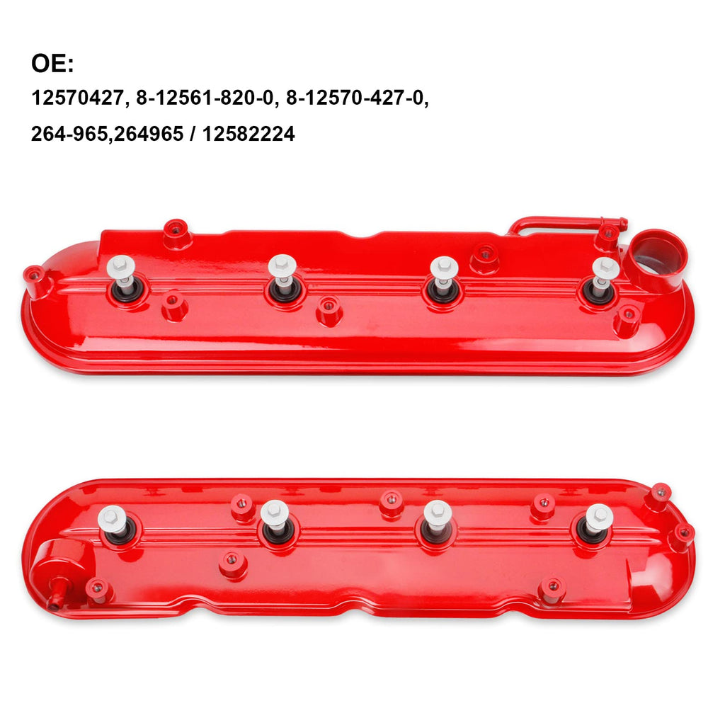 Upgrade Aluminum Engine Valve Covers Compatible with 1999-2008 Cadillac Escalade Chevy Silverado, Suburban Tahoe Trailblazer GMC Sierra Yukon Replaces Parts 12570427 12582224