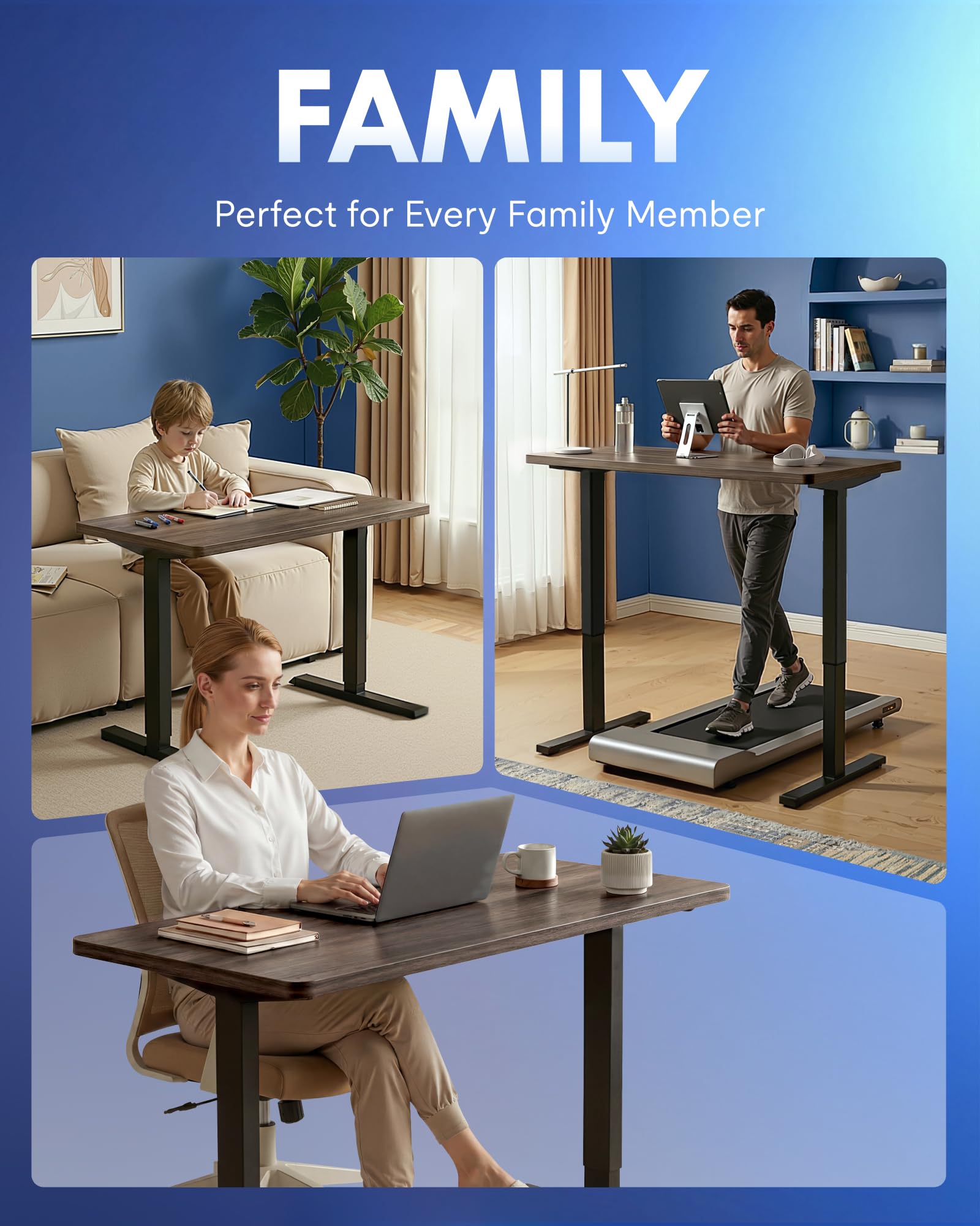 FLEXISPOT EN1 One-Piece Standing Desk, Electric Adjustable with 4 Memory Presets, 176 LBS Capacity, Stable & Quiet, Seamless Desktop for Home Office & Dual Monitors, 40"x24" Black