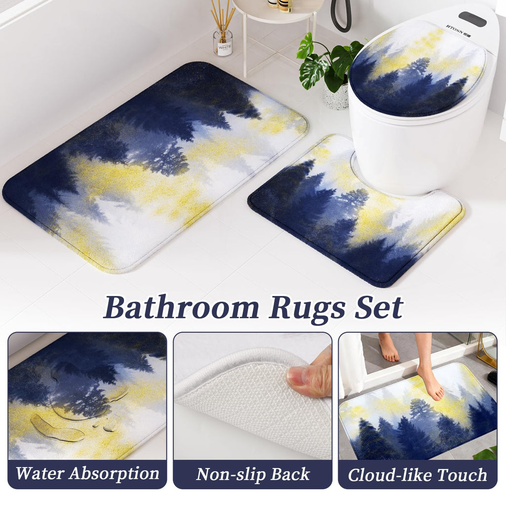 XLHOMO 24 PCS Black Bathroom Accessories Set with Shower Curtain and Rugs, Bathroom Decor Set with Trash Can, Toilet Brush, Soap Dispenser, Toothbrush Holder, Tumbler, Soap Dish and Jars
