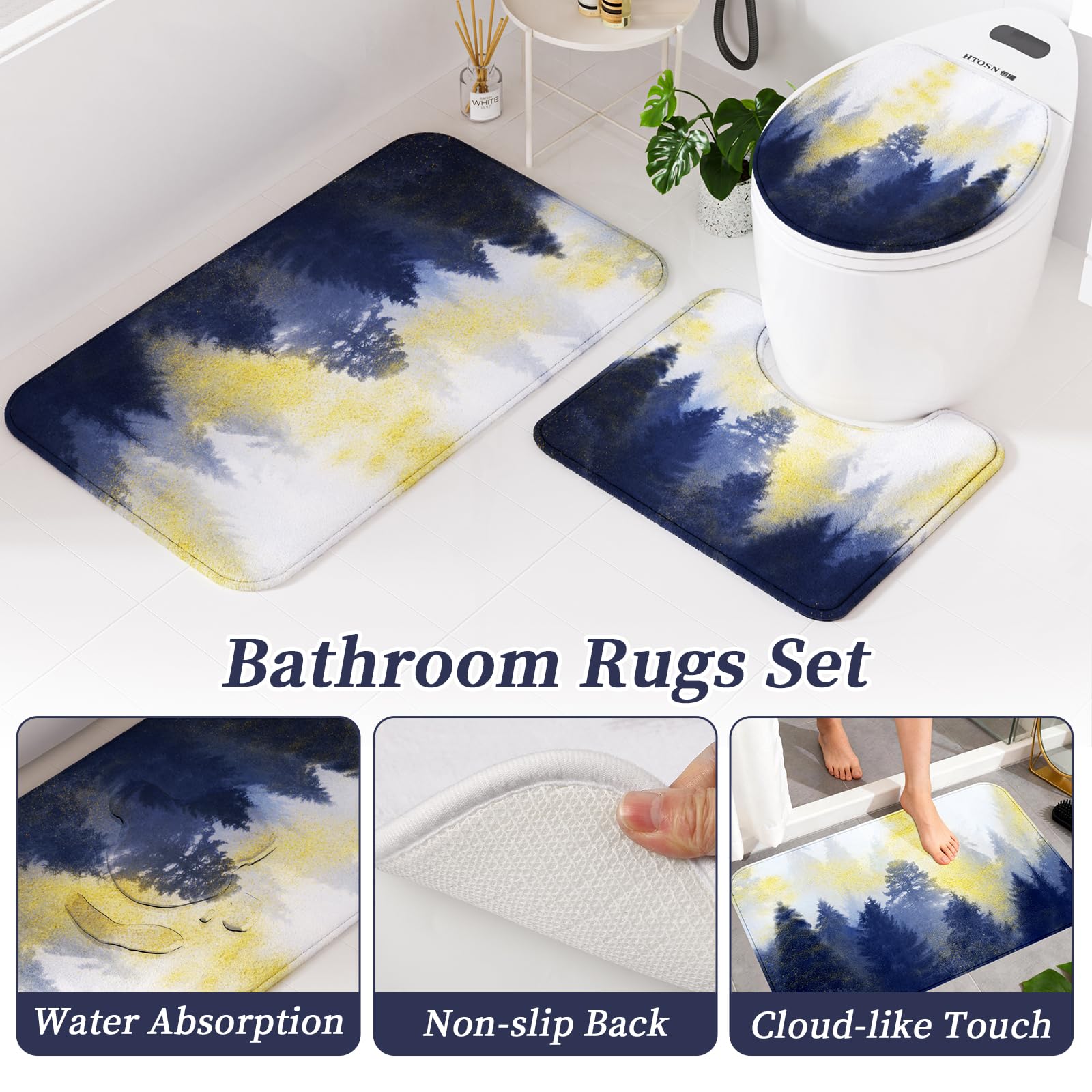 XLHOMO 24 PCS Black Bathroom Accessories Set with Shower Curtain and Rugs, Bathroom Decor Set with Trash Can, Toilet Brush, Soap Dispenser, Toothbrush Holder, Tumbler, Soap Dish and Jars