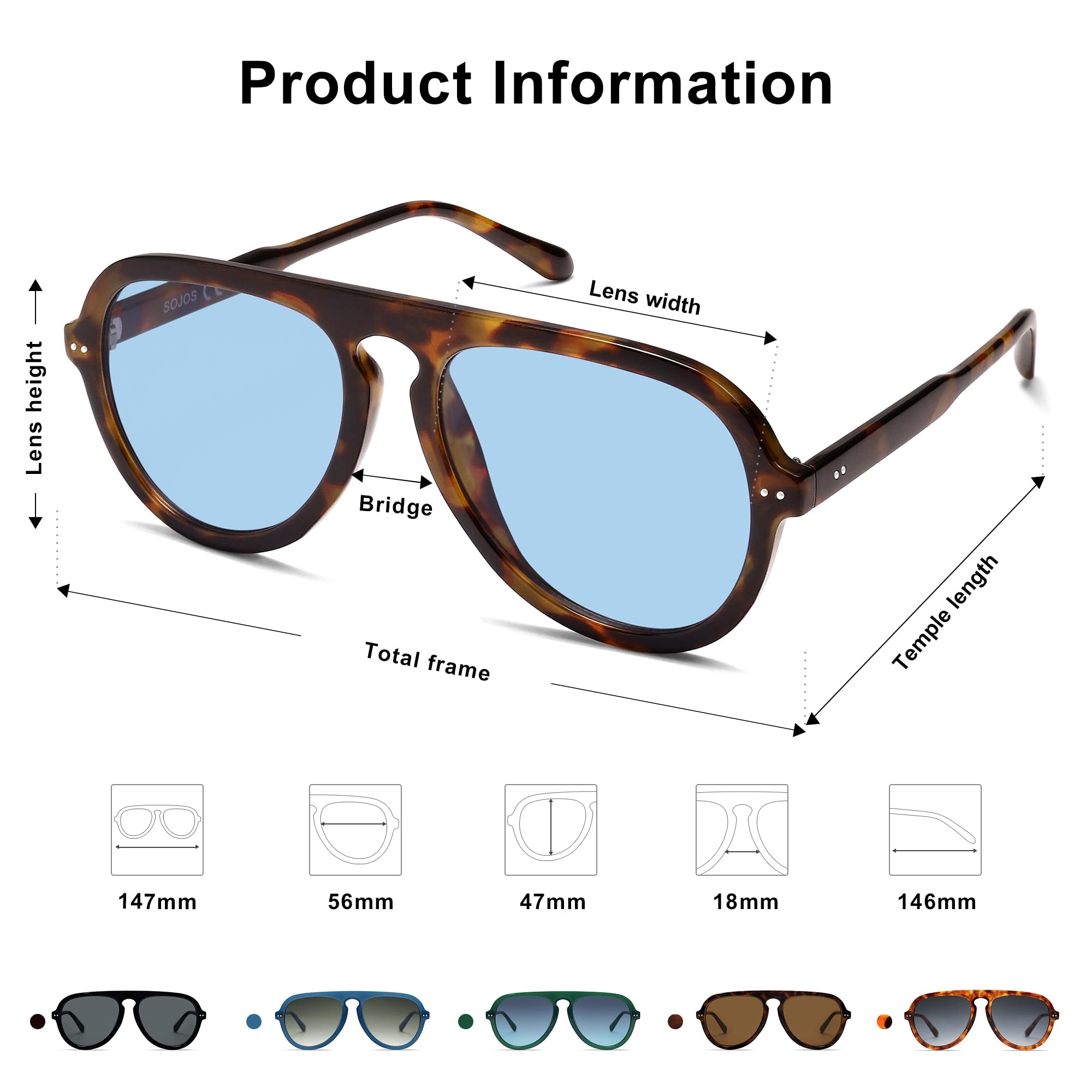 SOJOS Retro Aviator Sunglasses Womens Mens Vintage Plastic Frame Shades Lentes De Sol Para Mujer SJ2255