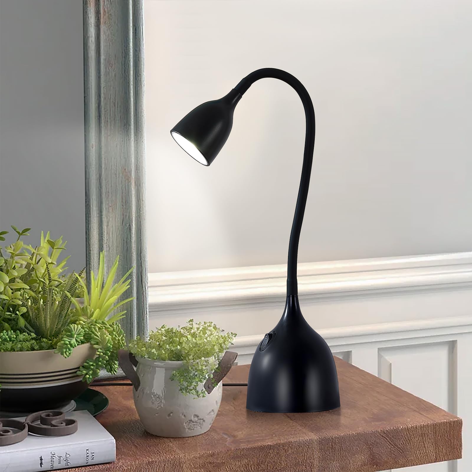 EJIAXIN Gooseneck Desk Lamp 360° LED Flexible Reading Light Small Desk Lamps for Small Spaces Home Office Bedroom College Dorm Desk Bookshelf Nightstand Table Lamp (Purple)