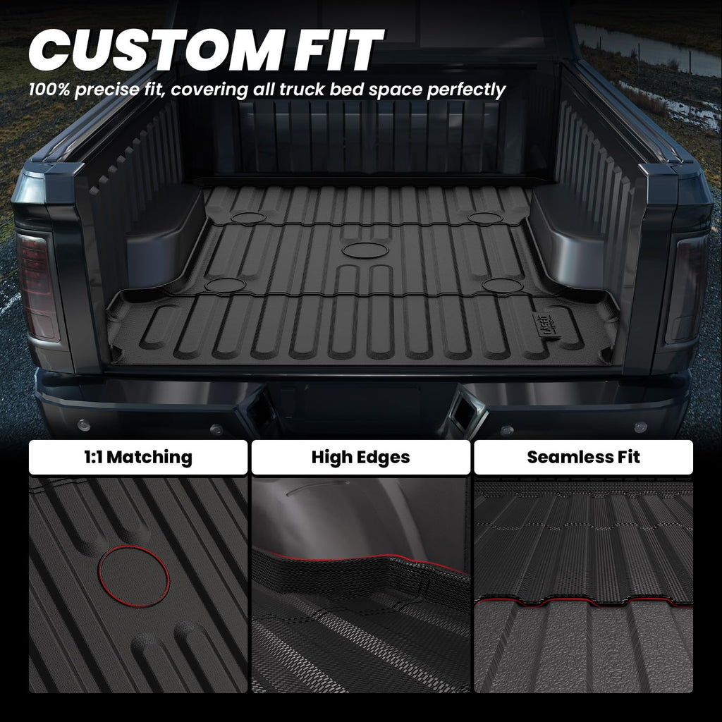 LASFIT Truck Bed Mat for 2009-2016 Ford F250 F350 F450 6.75ft Super Duty 81.9'' Bed Liner(Not fit with Drop-in Bed Liner), TPE 100% All Weather Car Bed Mat for F-250 F-350 F-450,1PCS Black