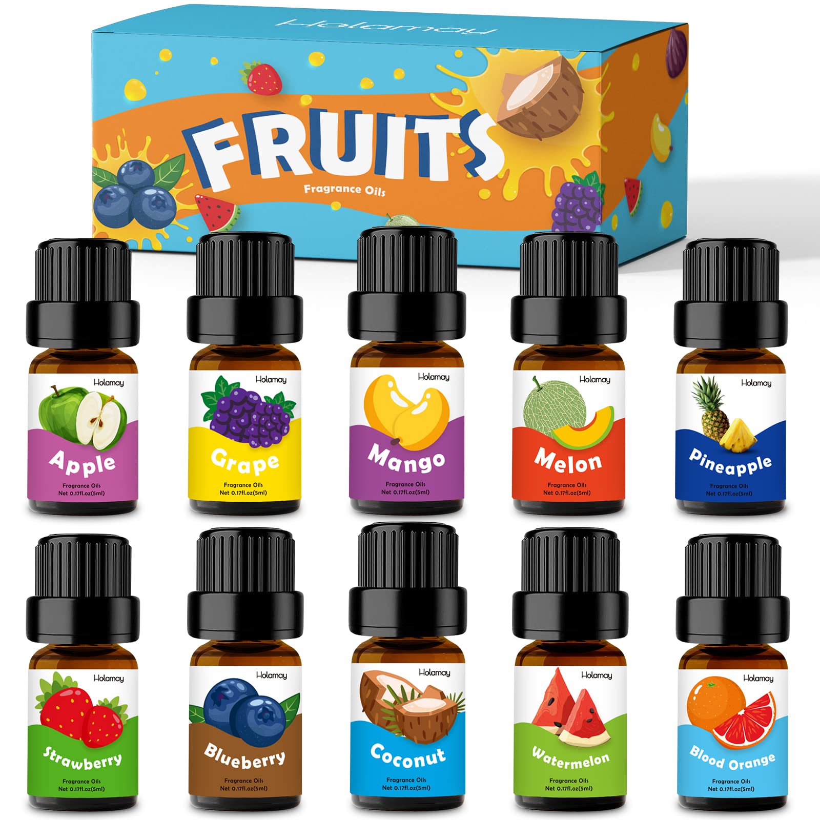 Bakery Fragrance Oils, Holamay Scented Essential Oils for Soap & Candle Making, Aromatherapy Diffuser Oil Scents (10 Packs of 5ml) - Creamy Vanilla, Gingerbread, Chocolate, Pumpkin Pie and More