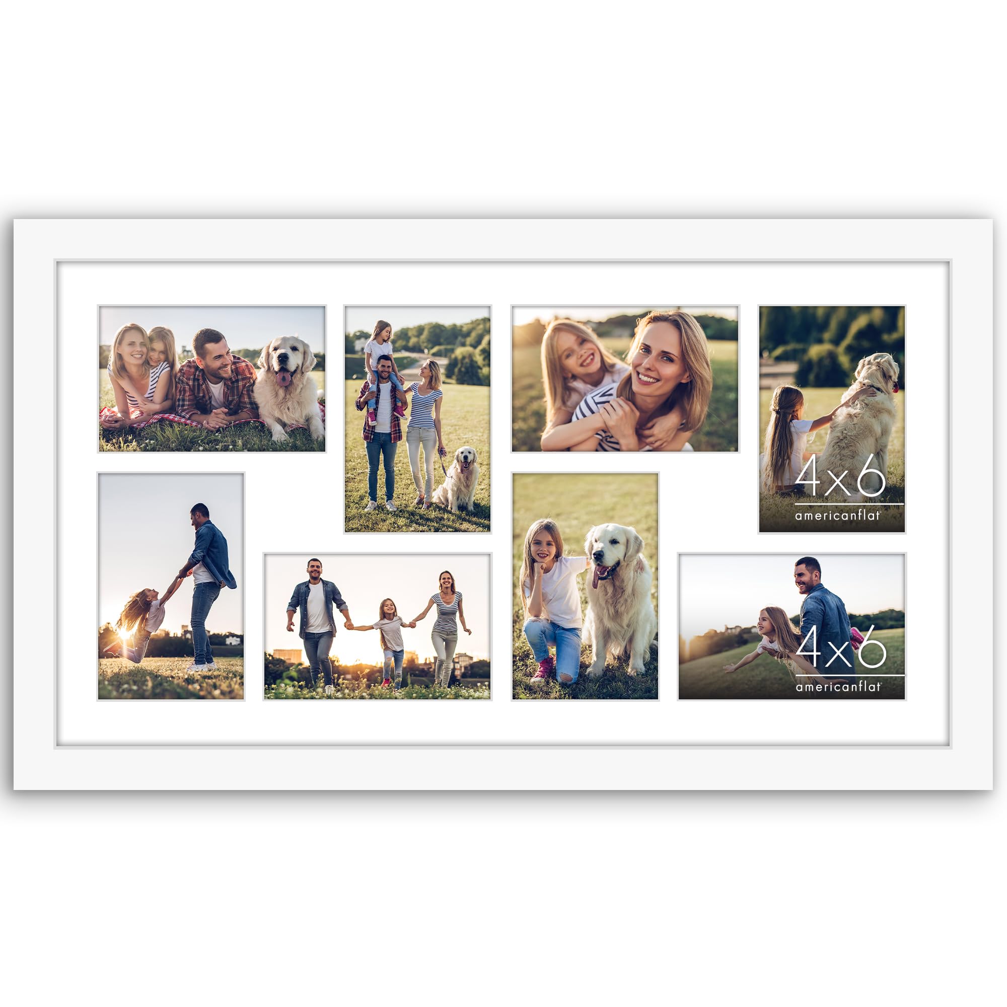 Americanflat 4x6 Double Picture Frame with Shatter-Resistant Glass - Fits Two 4x6 Photos or use as One 6x14 Frame - Signature Collection - Collage Frames for Tabletop and Wall Display - Black