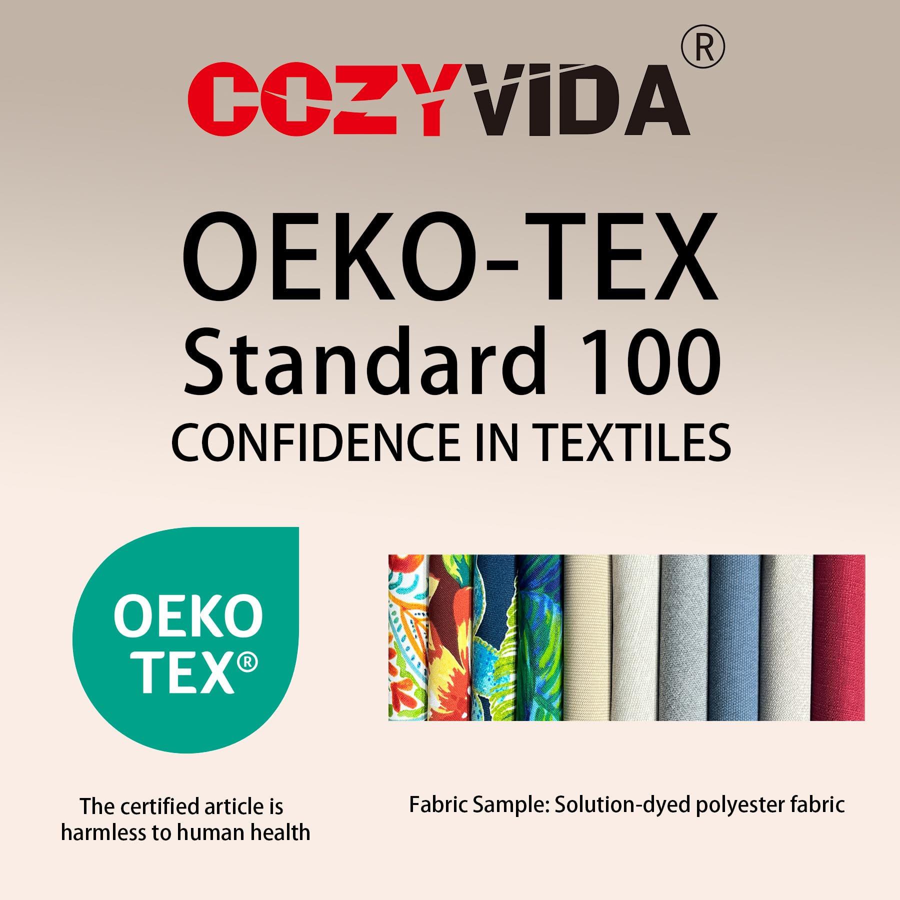 COZYVIDA 5.1" Thick Outdoor Patio Cushions Set of 2, 22"x24"x5.1" Seat, C0 Water-Resistant Breathable Fabric, UV-Resistant 1000+ Hrs, 35D Foam with Recycled Fiber Fill,Beige
