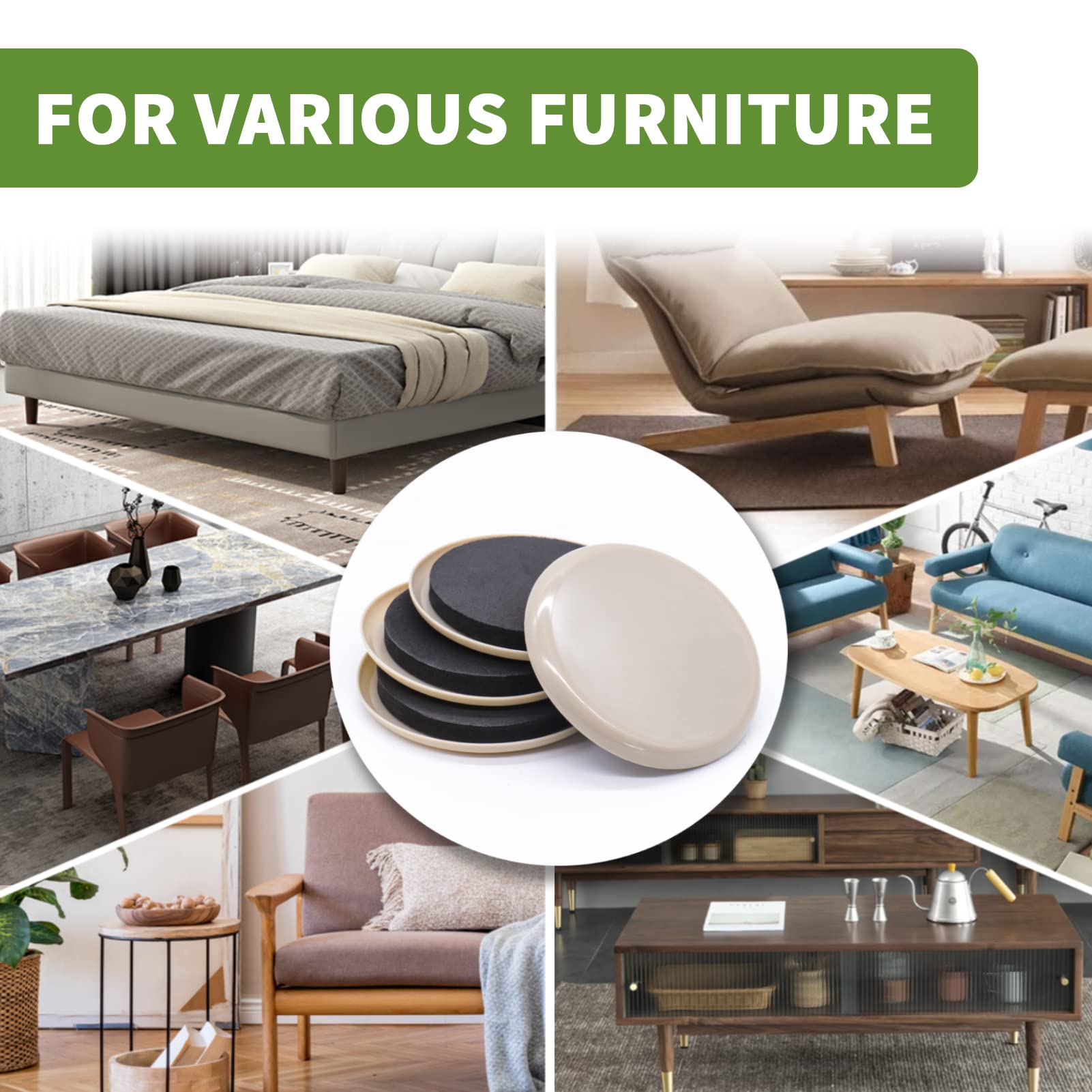 Furniture Sliders for Carpet 4 PCS - 9 1/2 inch Furniture Moving Slider Chair Legs Floors Protectors– Move Your Furniture Easy & Safely (for Carpet)