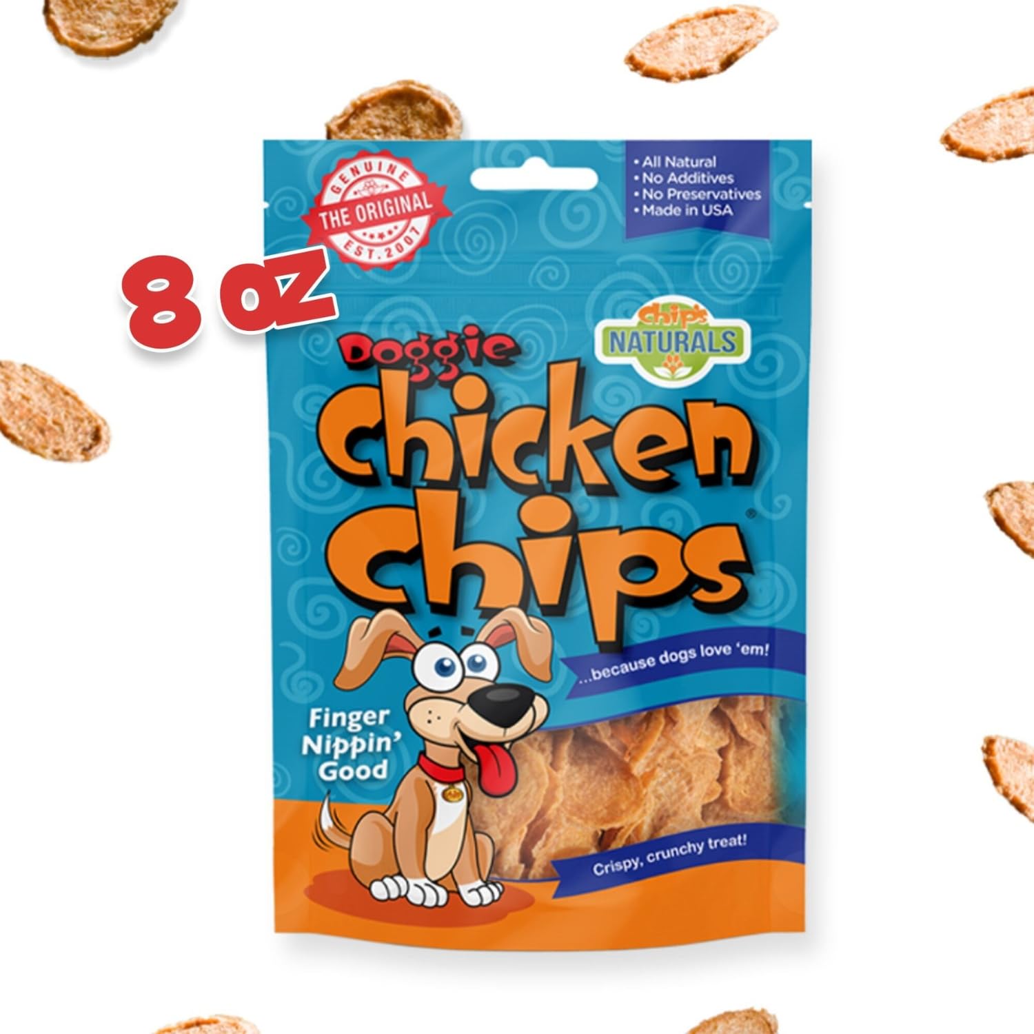 Chip's Naturals Doggie Chicken Chips Small 4 oz All Natural High Protein Low Calorie Healthy Dog Treats, Grain Free Gluten Free USDA Inspected & Approved Chicken Treat for Dogs, Pet Supplies